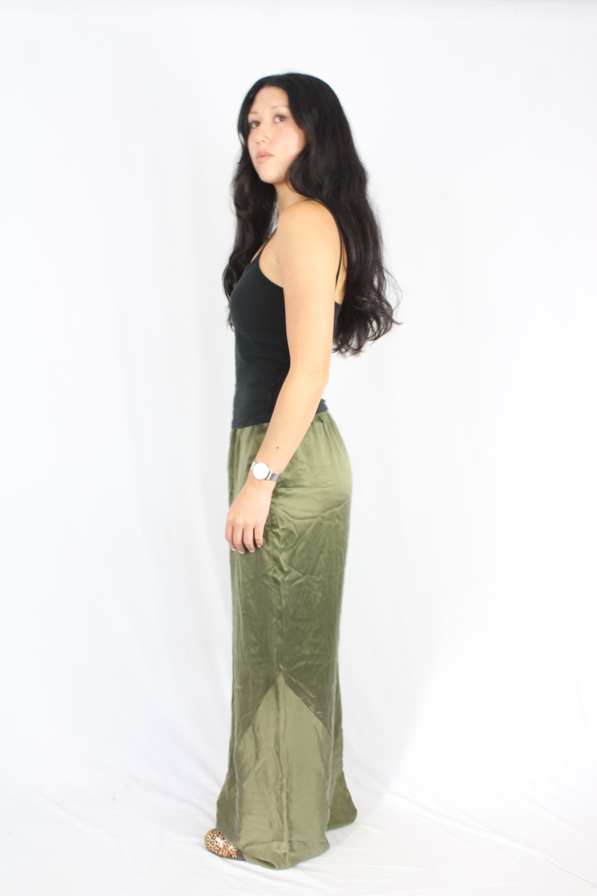 Marle - Green Silk Loose Pants