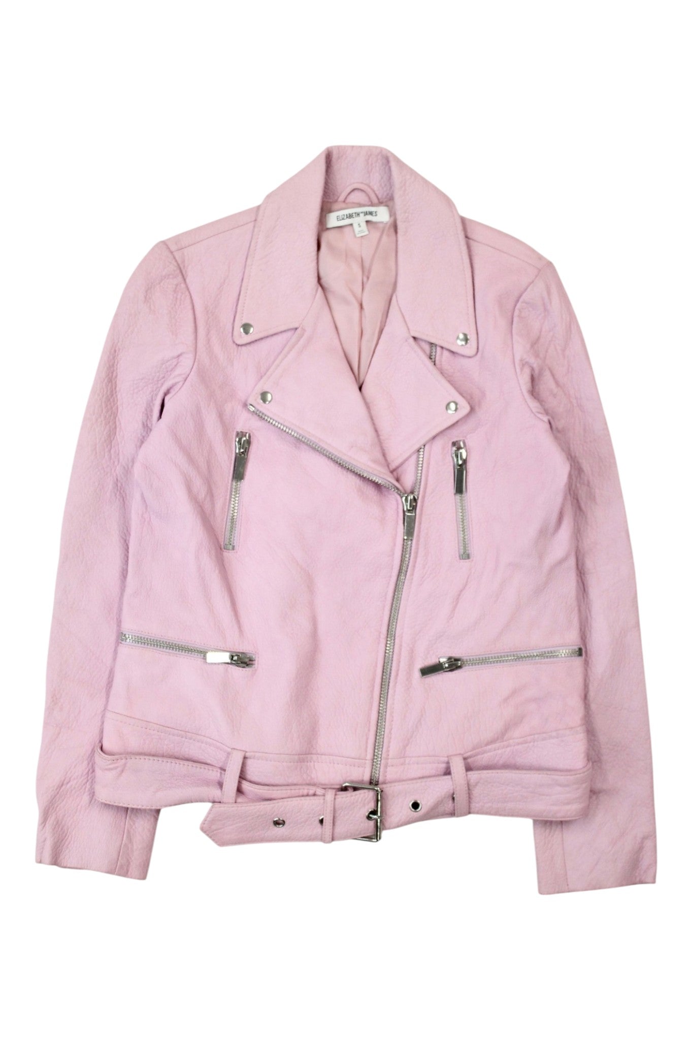 Elizabeth and James - Pink Leather Biker Jacket