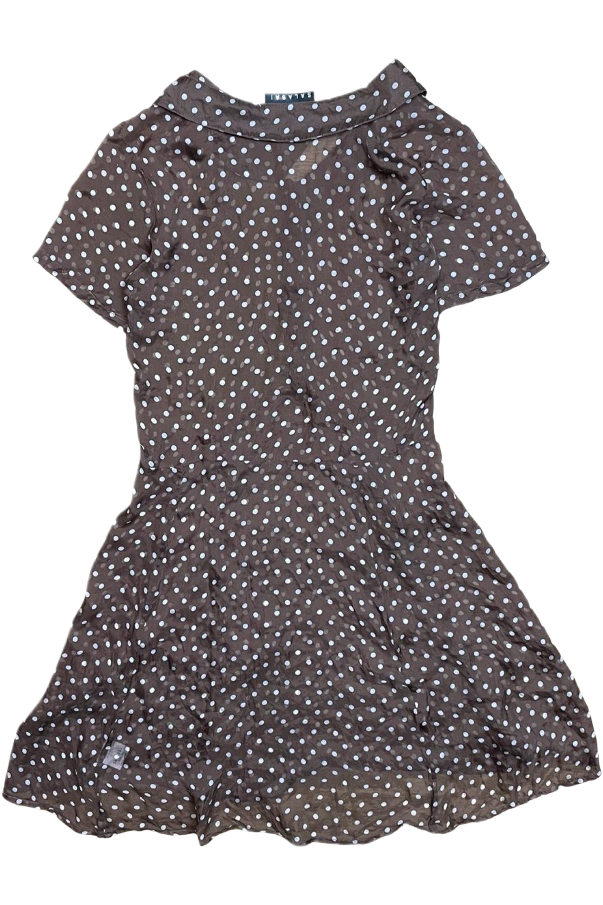 Sheer Silk Polka Spot Pearl Button Tea Dress