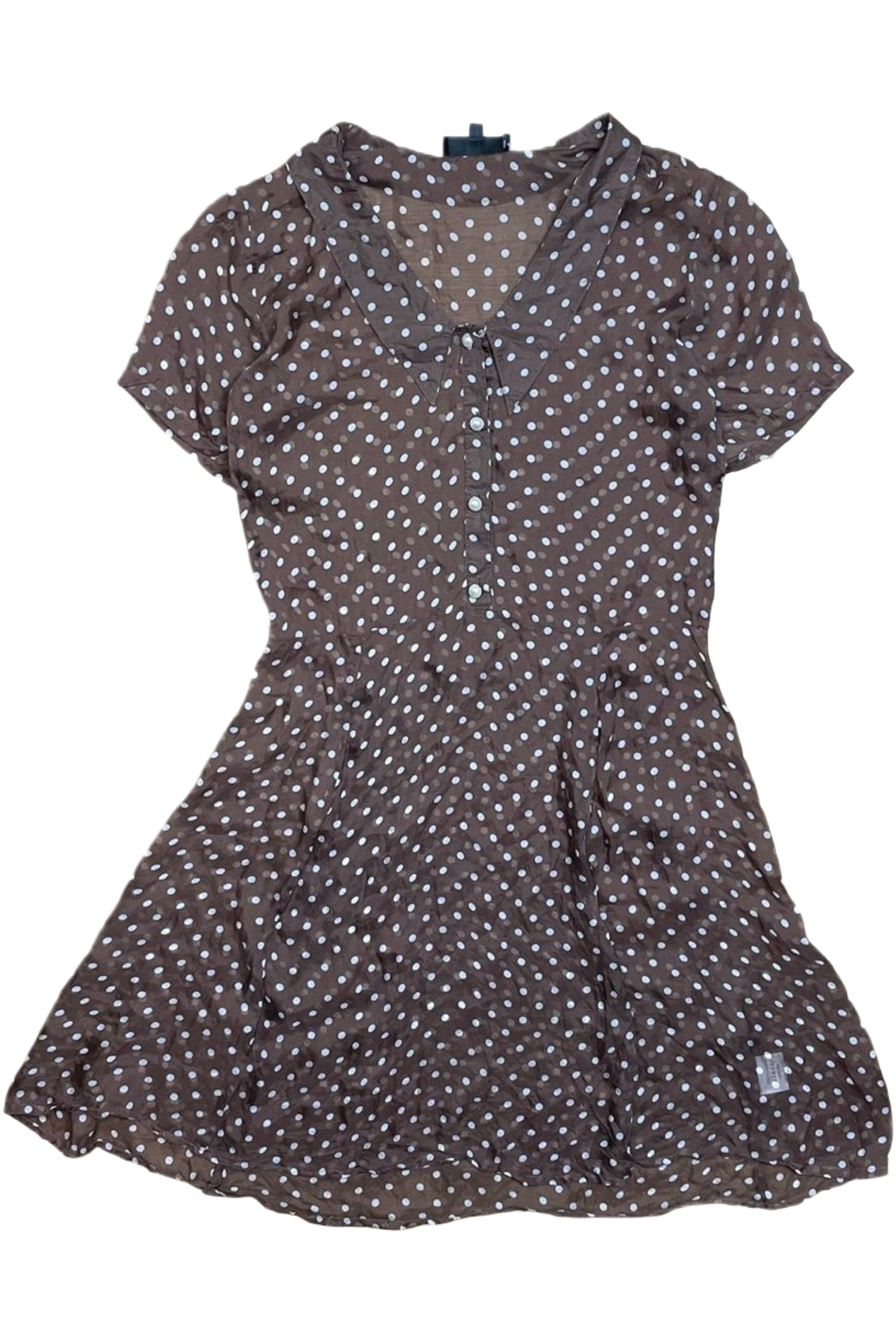 Sheer Silk Polka Spot Pearl Button Tea Dress