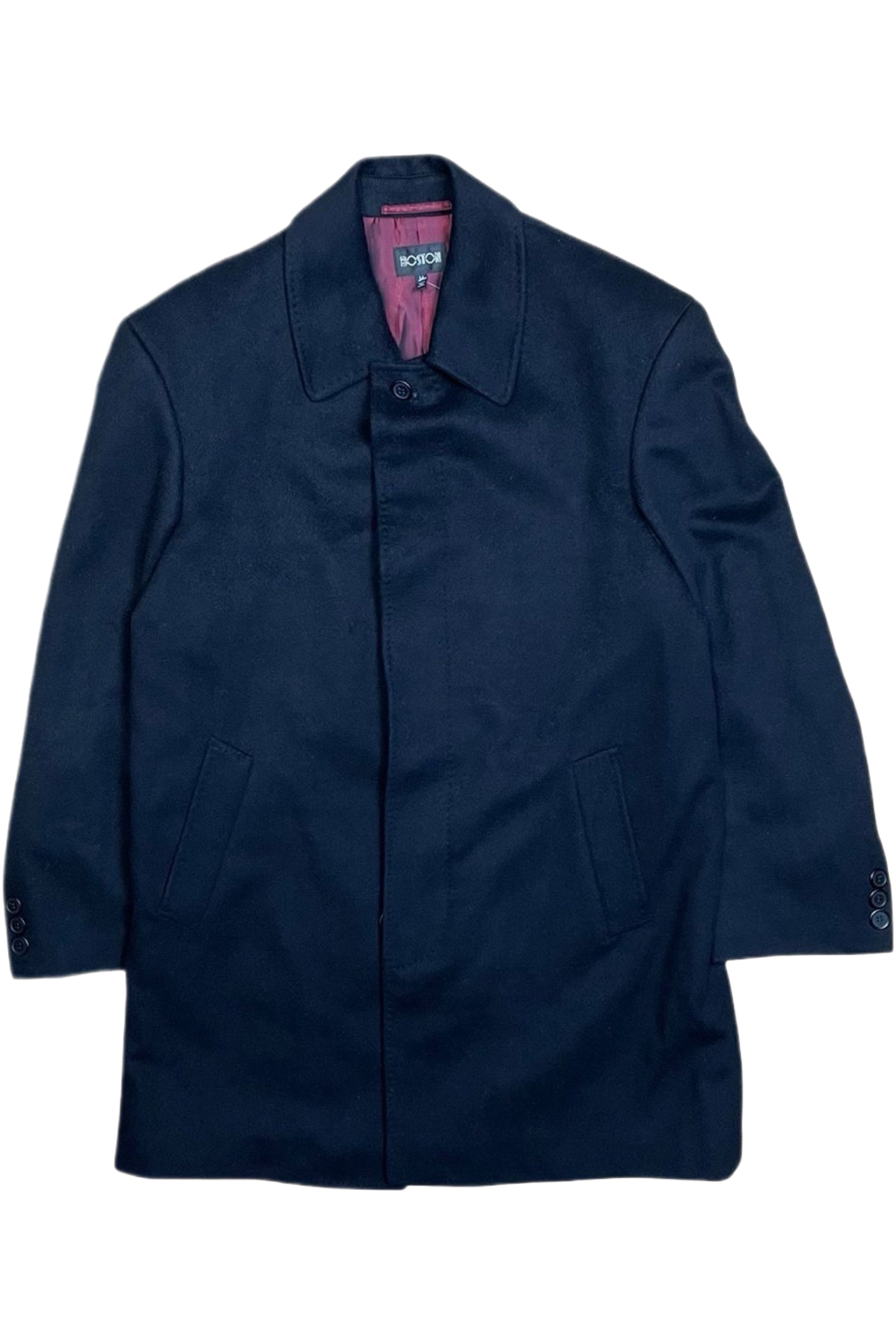 Cashmere Blend Lined Coat Hidden Buttons