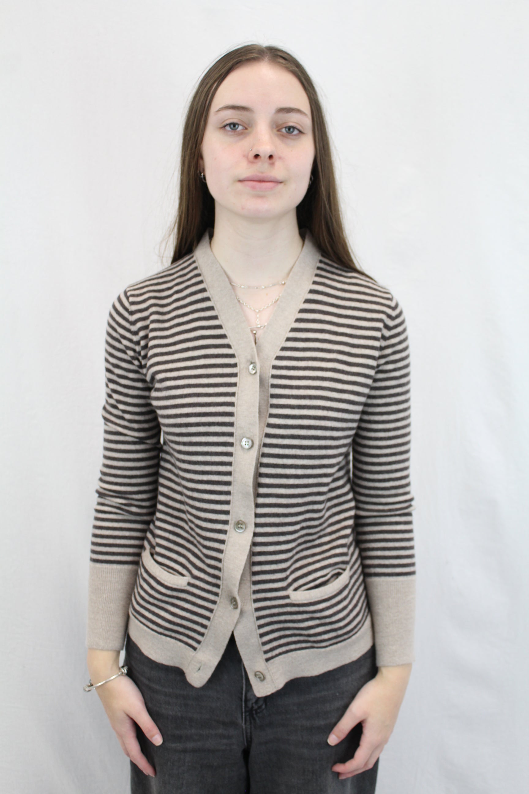 6397 - Merino Striped Cardigan