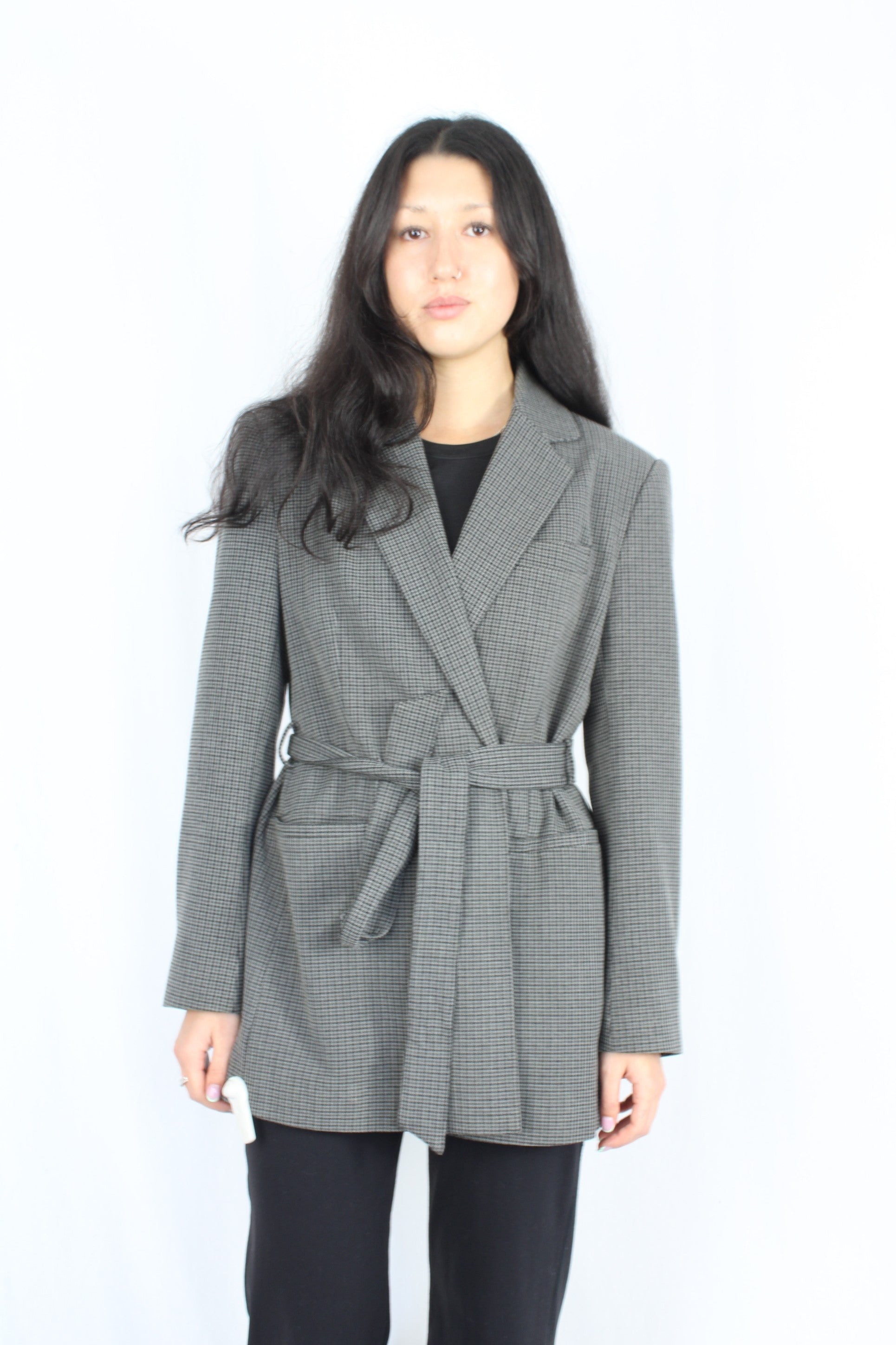 Zara - Houndstooth Tie Blazer