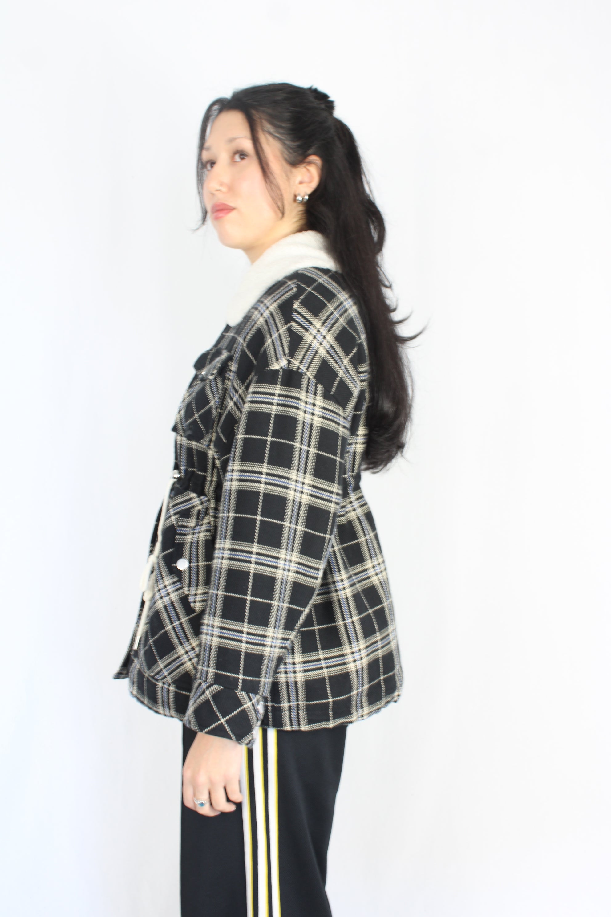 Setirom - Plaid Drawstring Jacket