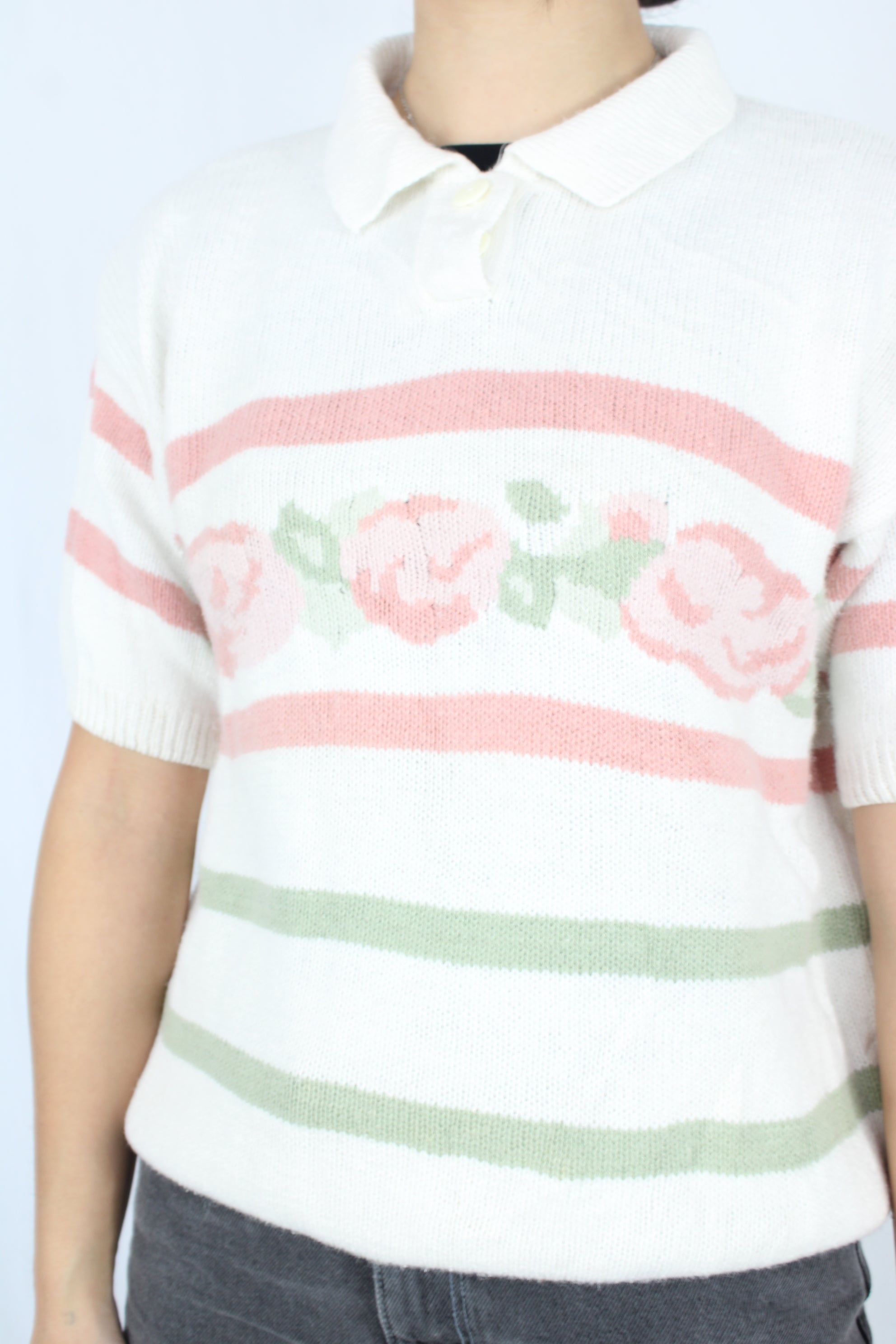 Lucia - Vintage Flower Polo Knit