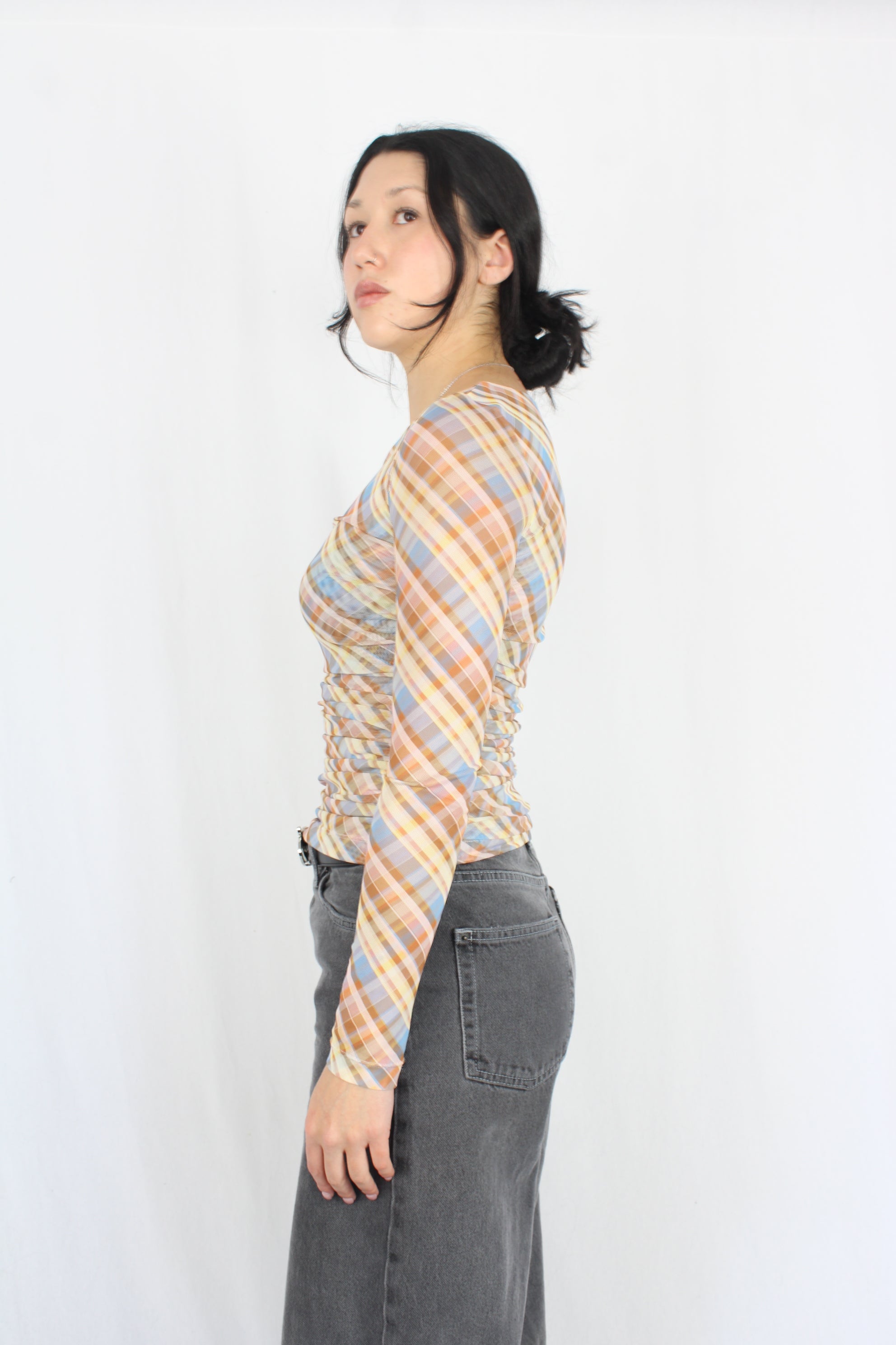 Ruby - Bounce Mesh Plaid Top