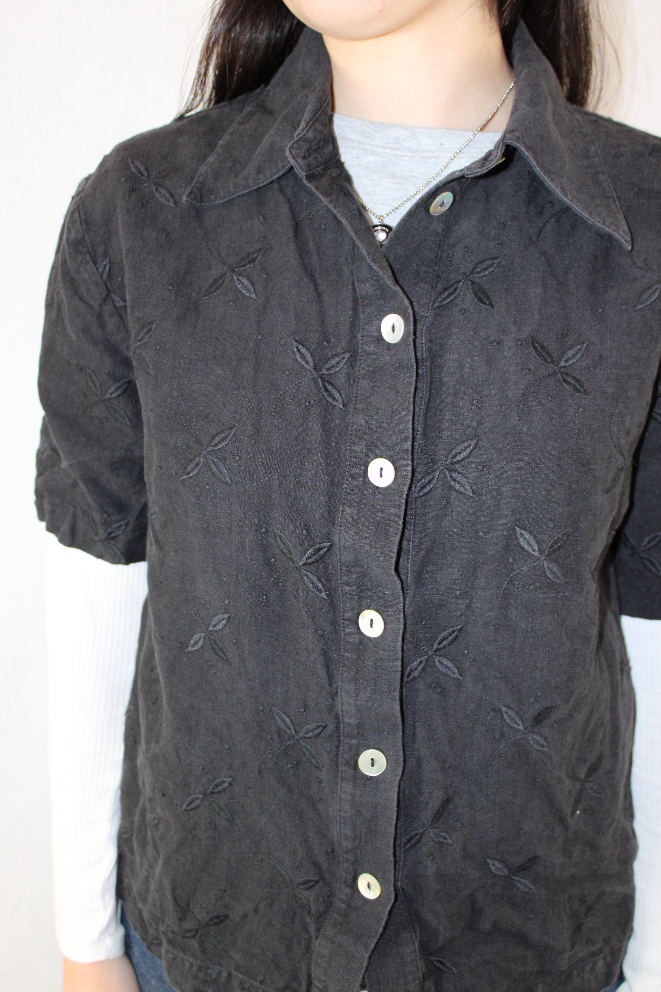 Marle - Embroidered Linen Short-Sleeve Shirt