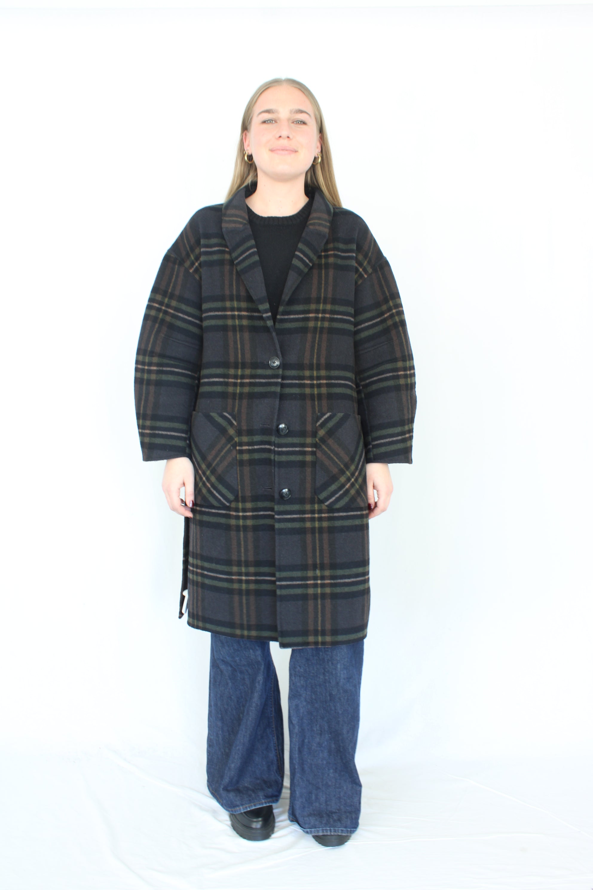 Max - Plaid Wool Blend Coat