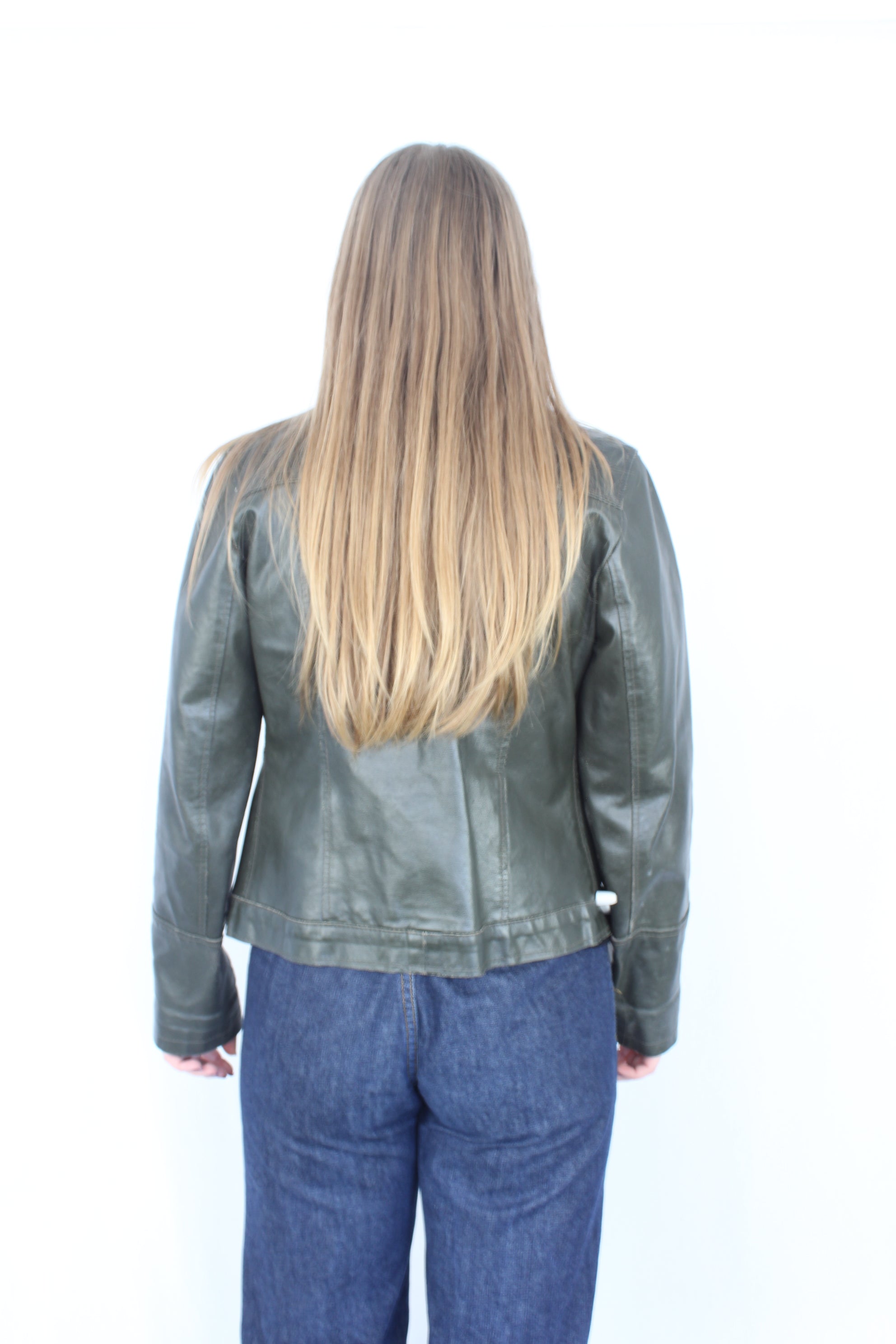 Please - Vintage Green Leather Jacket