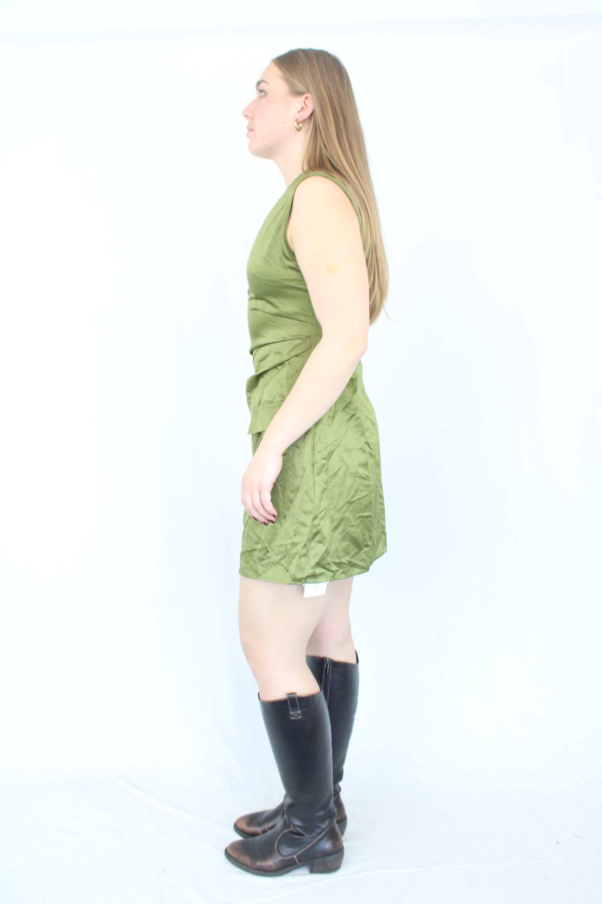 Commense - Green Satin Dress