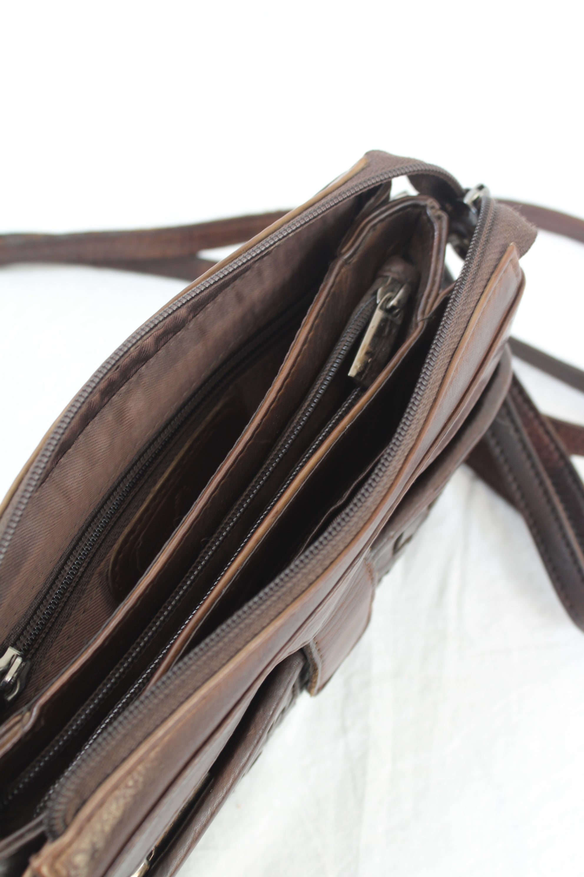 Green Wood - Leather Woven Crossbody Bag
