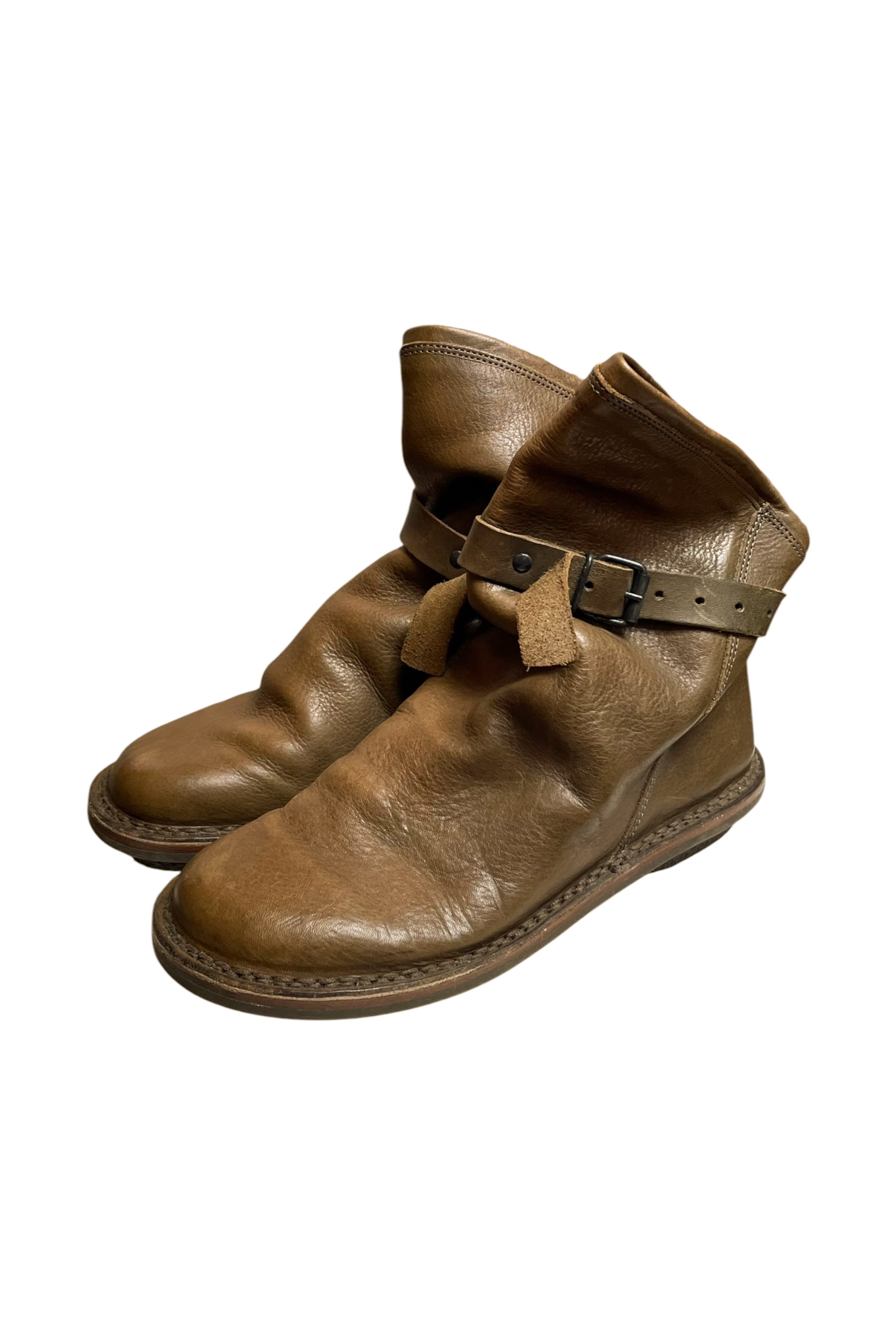 Draped Leather Ankle Boots