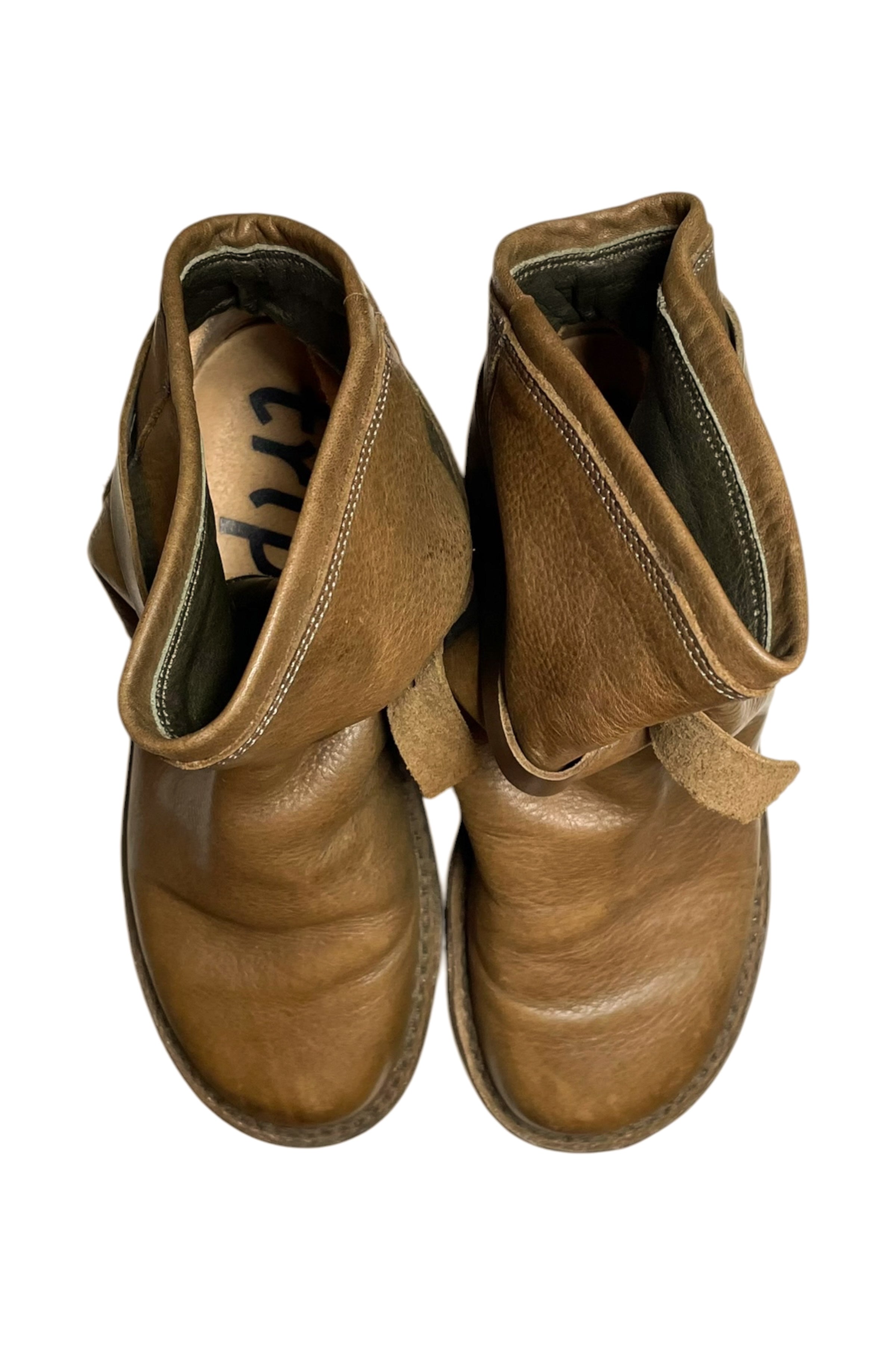 Draped Leather Ankle Boots