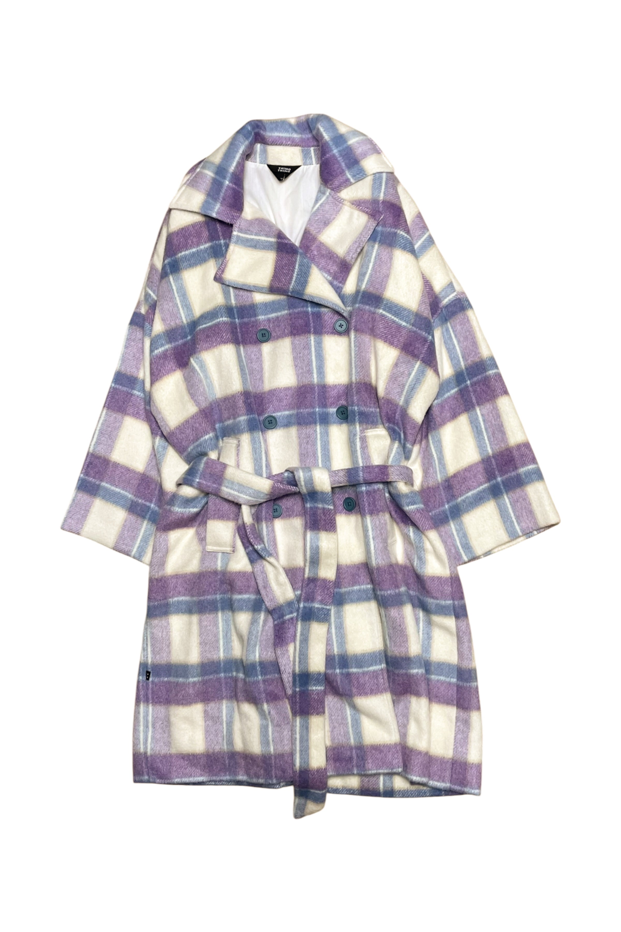 Soft Plaid Trench-Style Coat