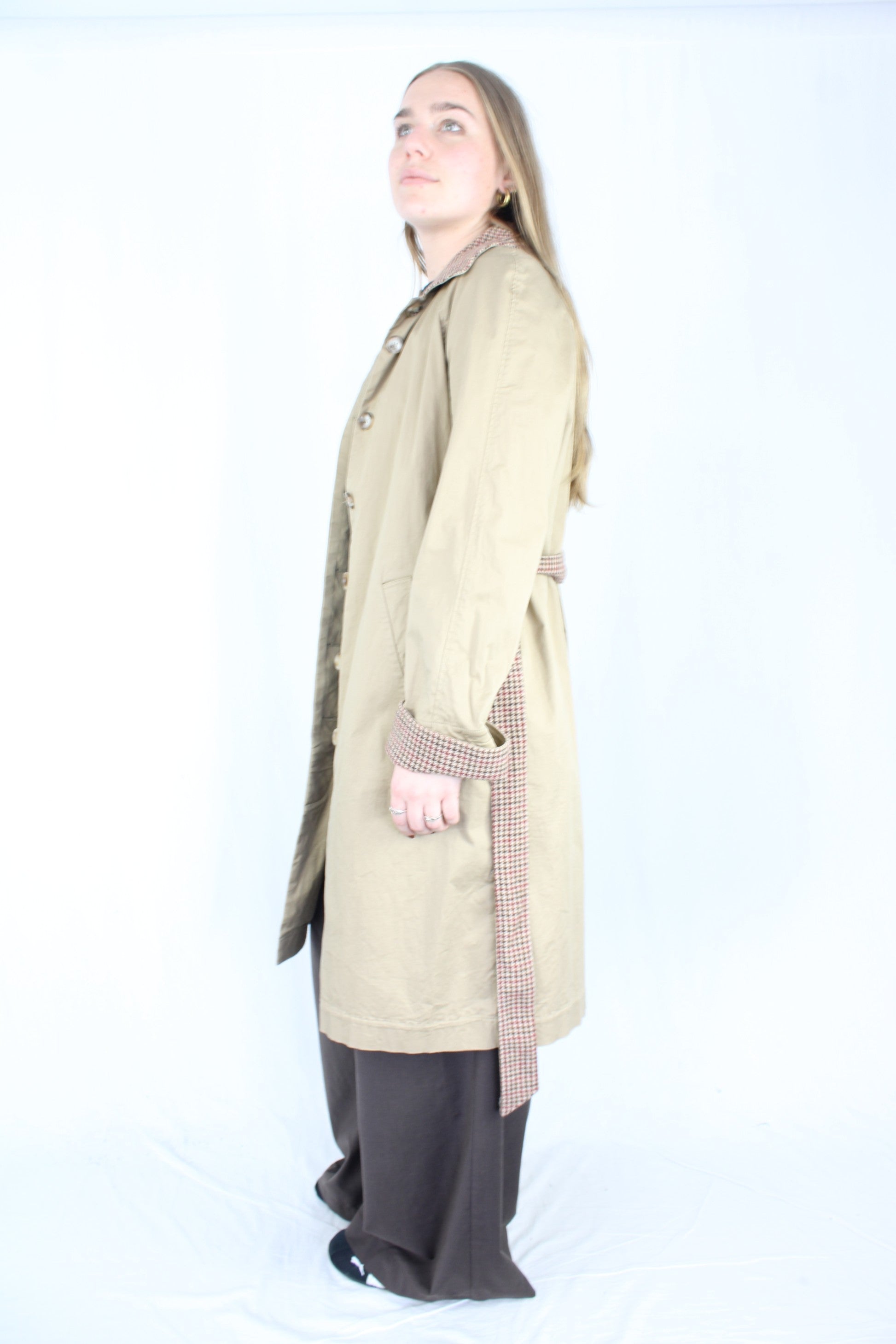 Rouje - Houndstooth Trim Trench Coat