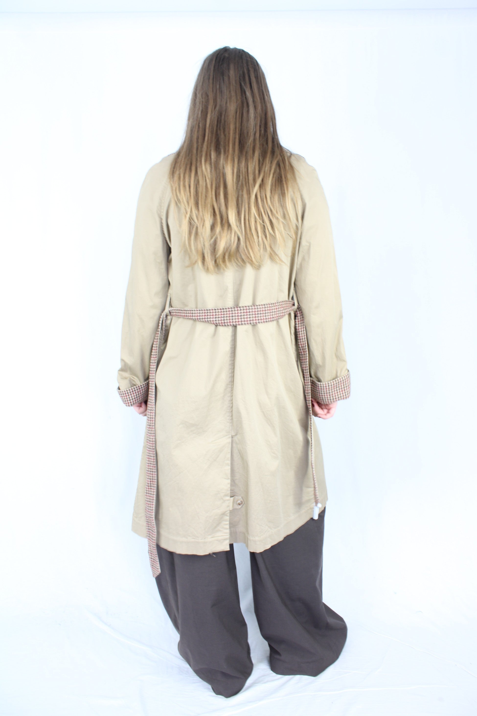 Rouje - Houndstooth Trim Trench Coat