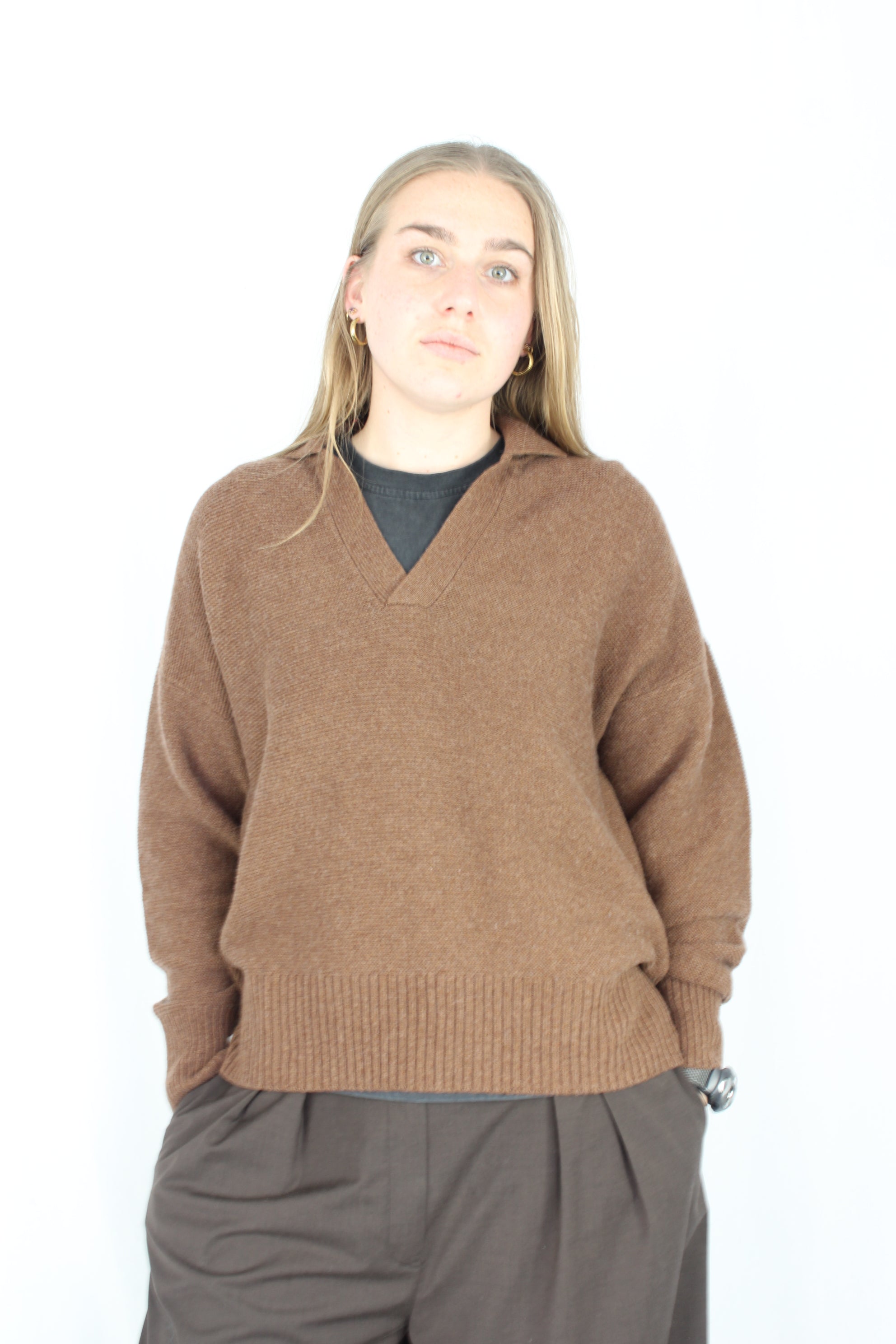 Marlow - Brown Collared Jumper