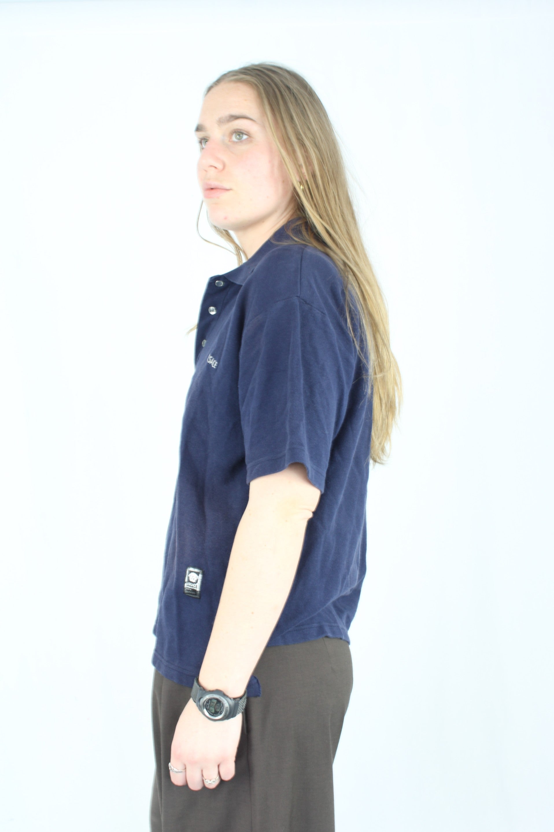 Versace - Vintage Navy Polo Top