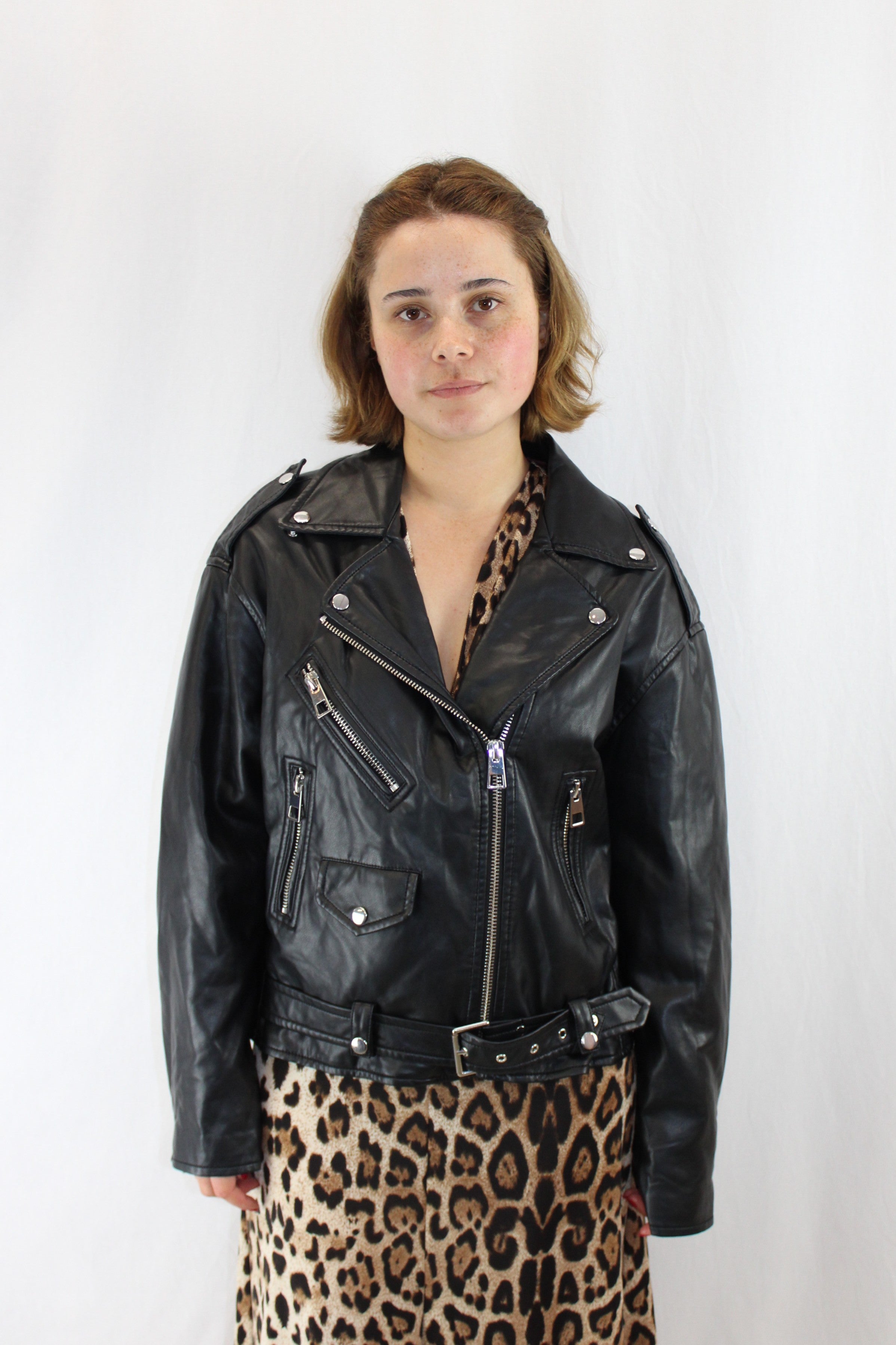 MNG - Faux-Leather Biker Jacket