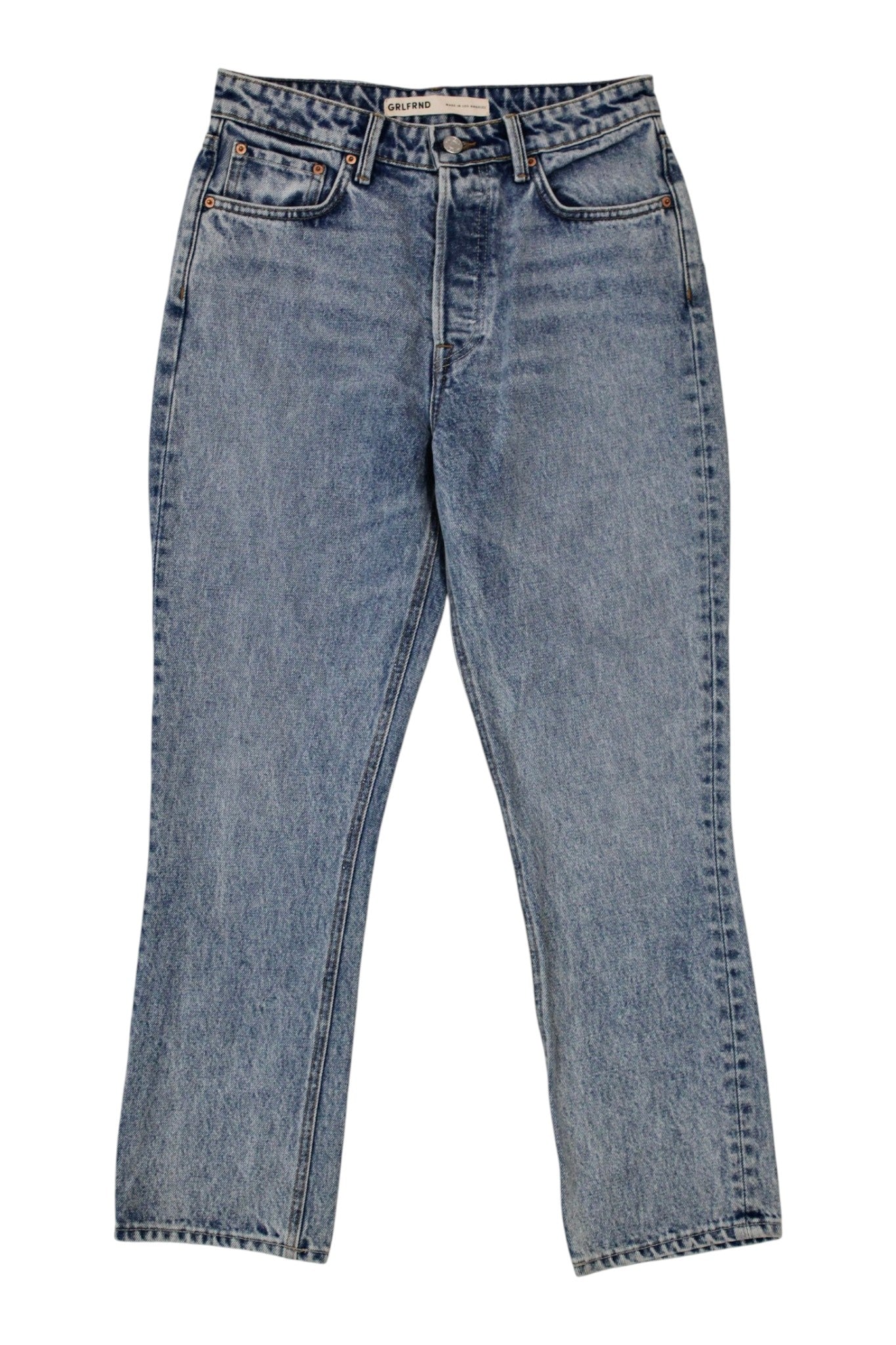 GRLFRND - "High Rise Straight Crop" Jeans