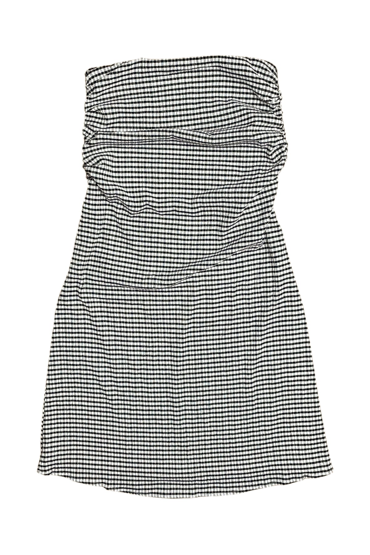 Aere - Checkered Strapless Midi Dress