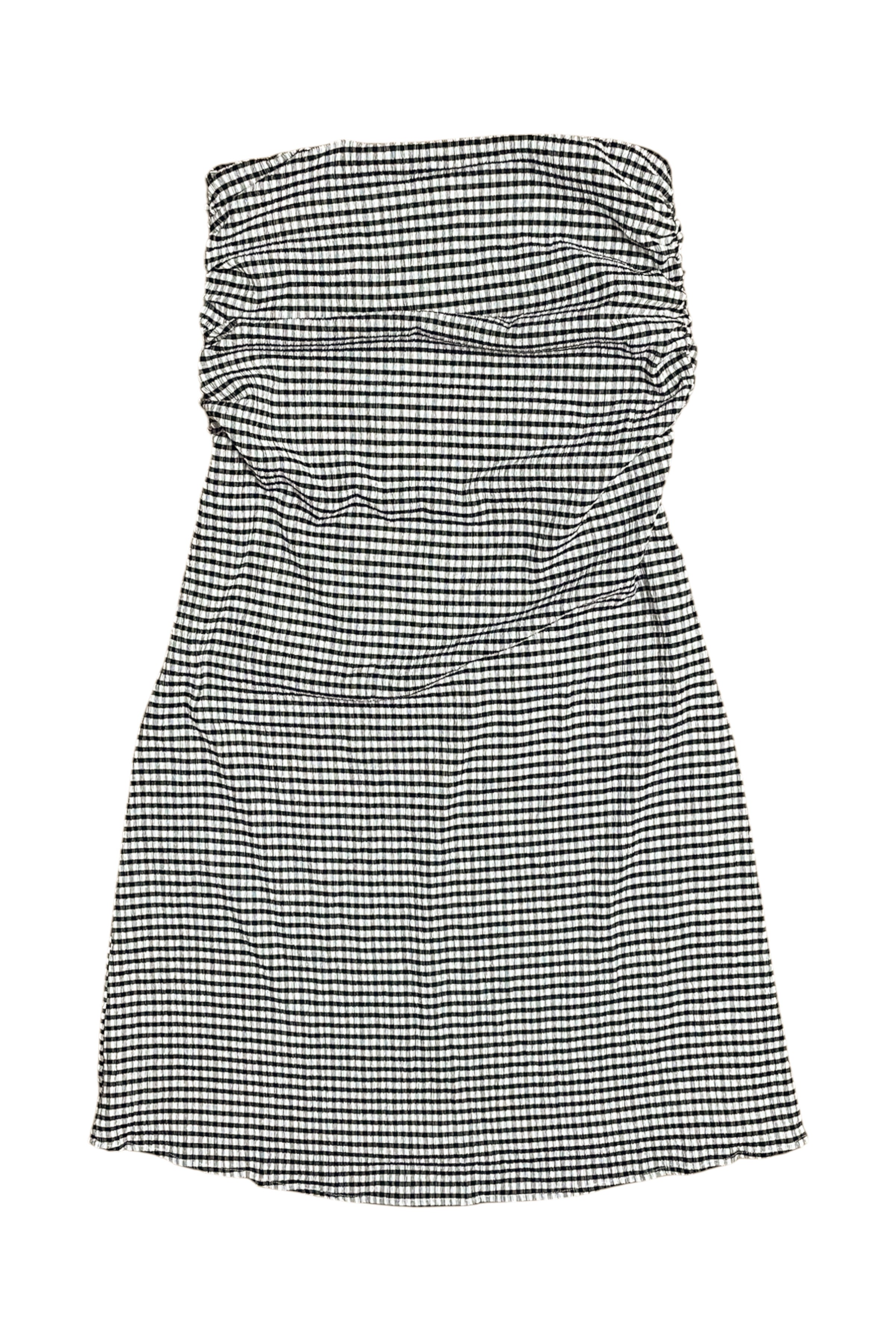 Aere - Checkered Strapless Midi Dress