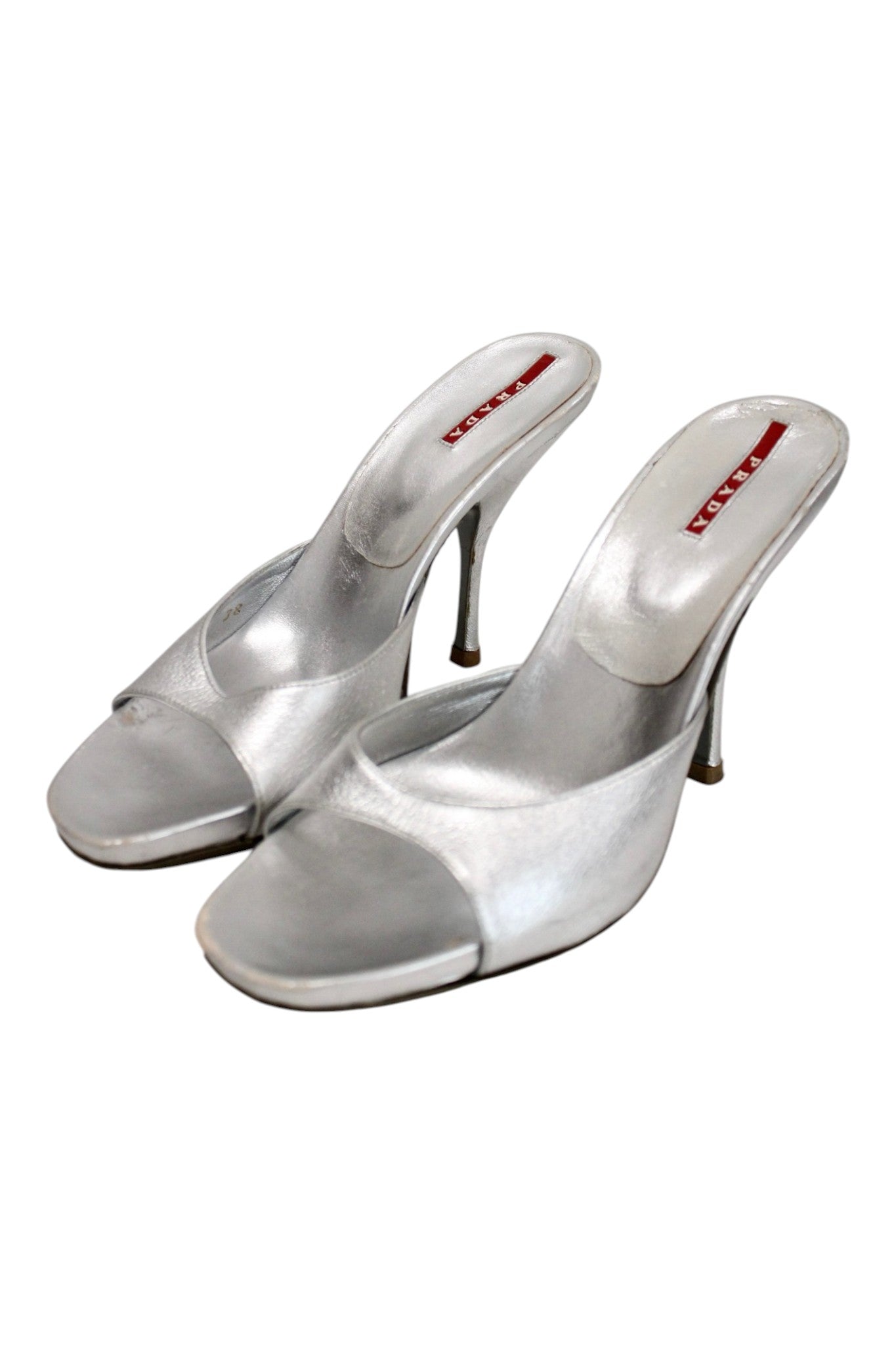 Prada - Linea Rossa Silver Heels