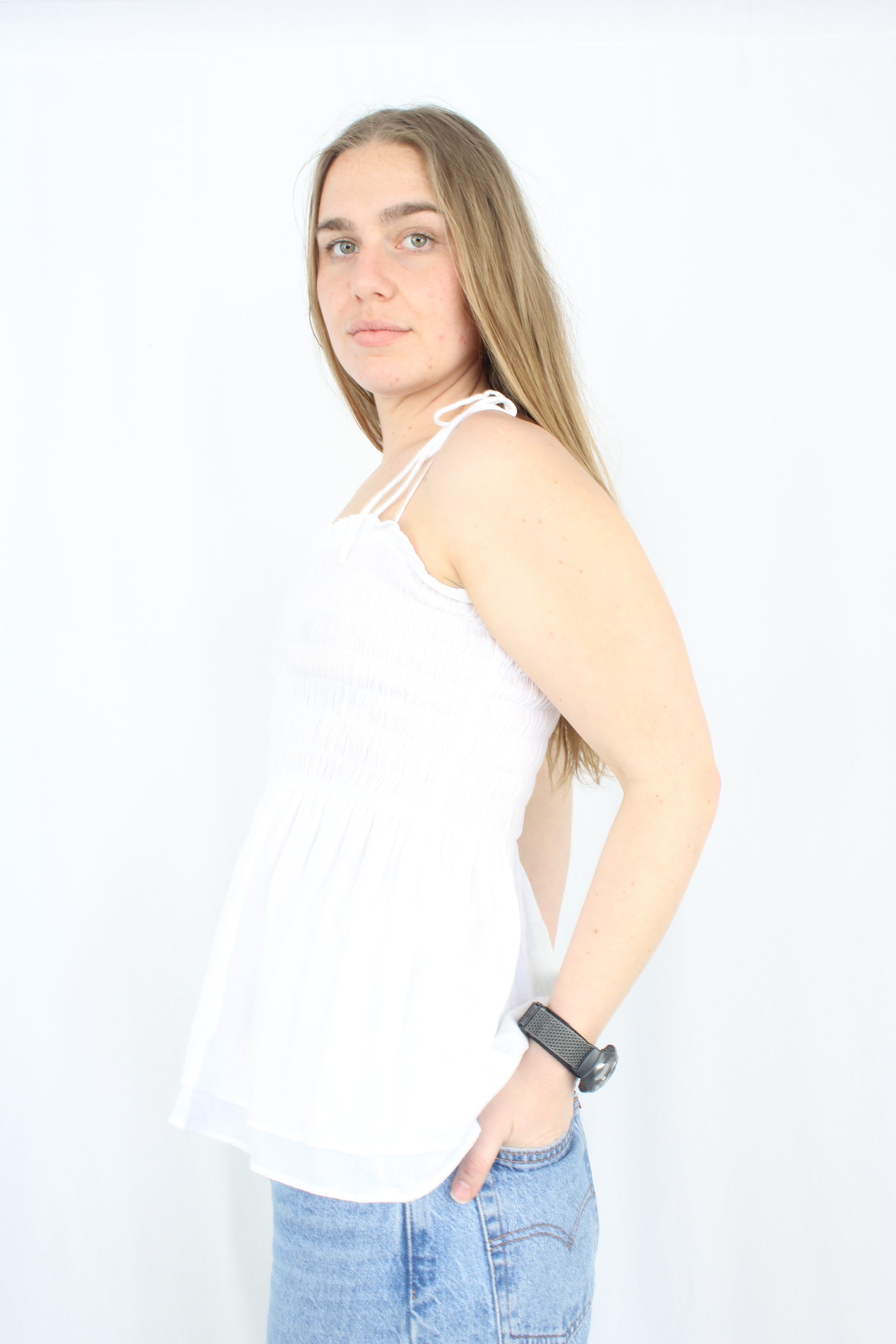 Ruby - Shirred Ruffle Top