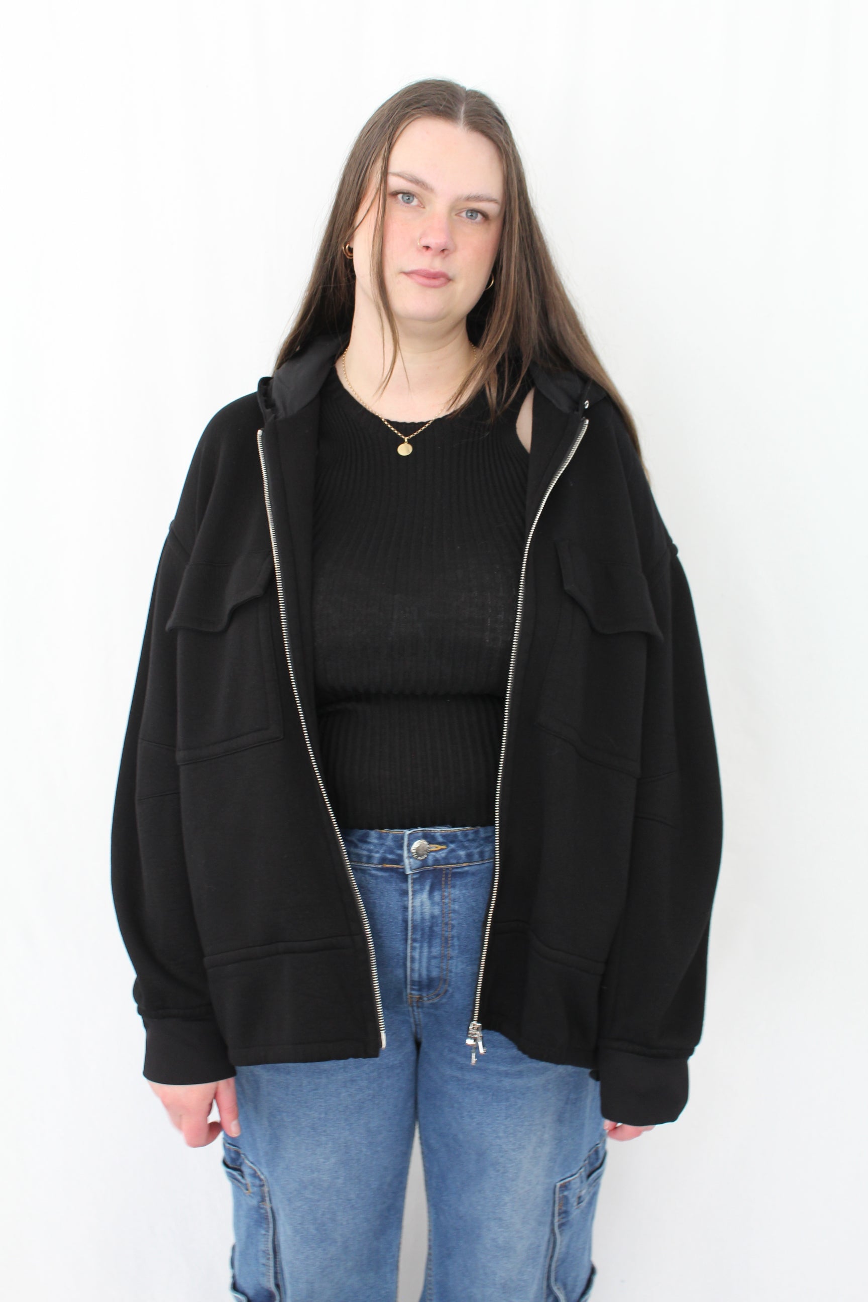 Tibi - Techy Viscose Zip Up Hoodie