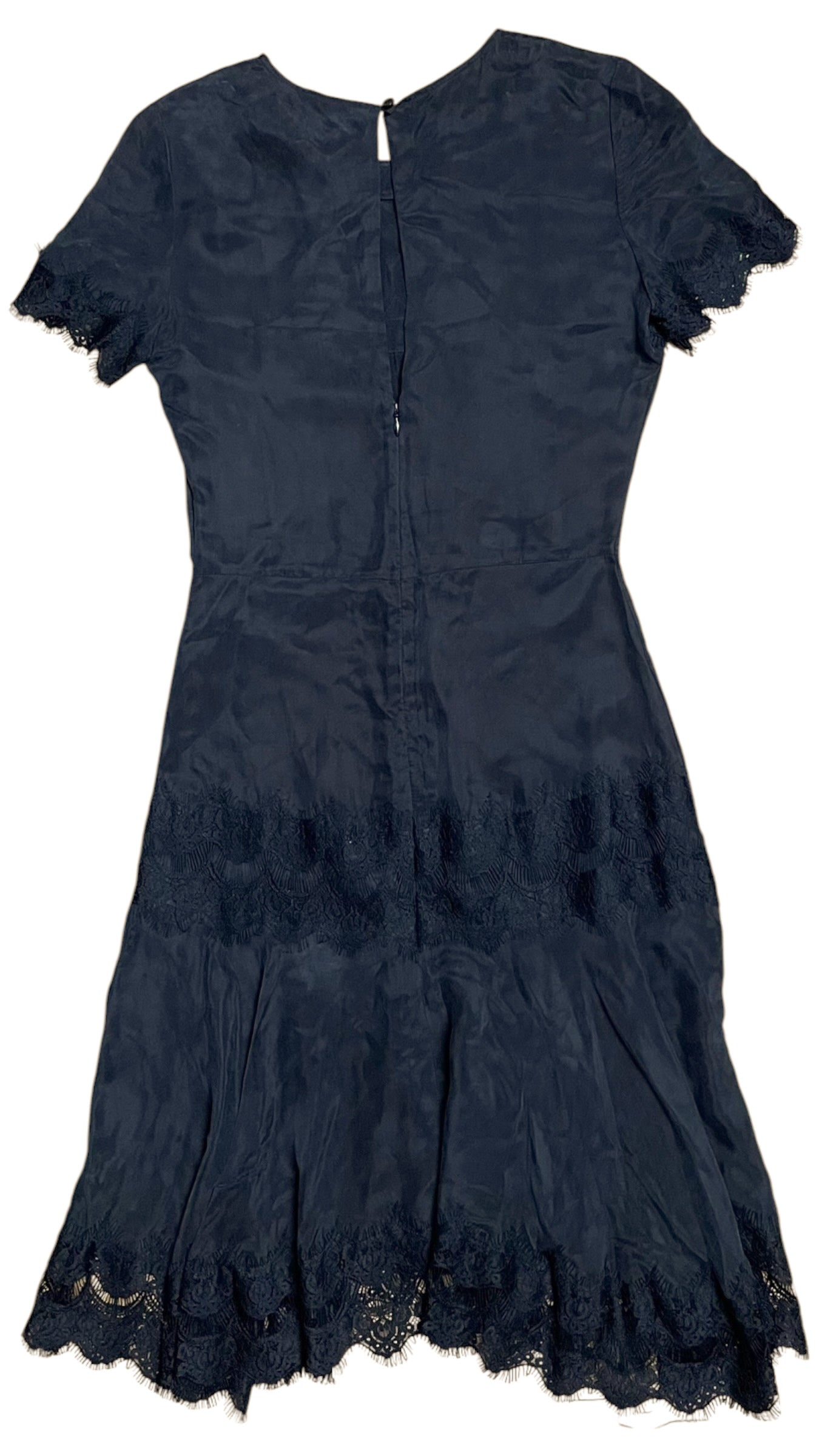 Reiss - Black Midi Dress with Lace Detail