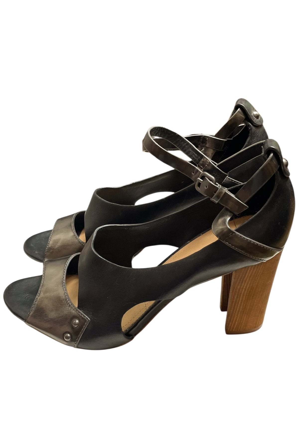 Metallic Cut-Out Leather Heels