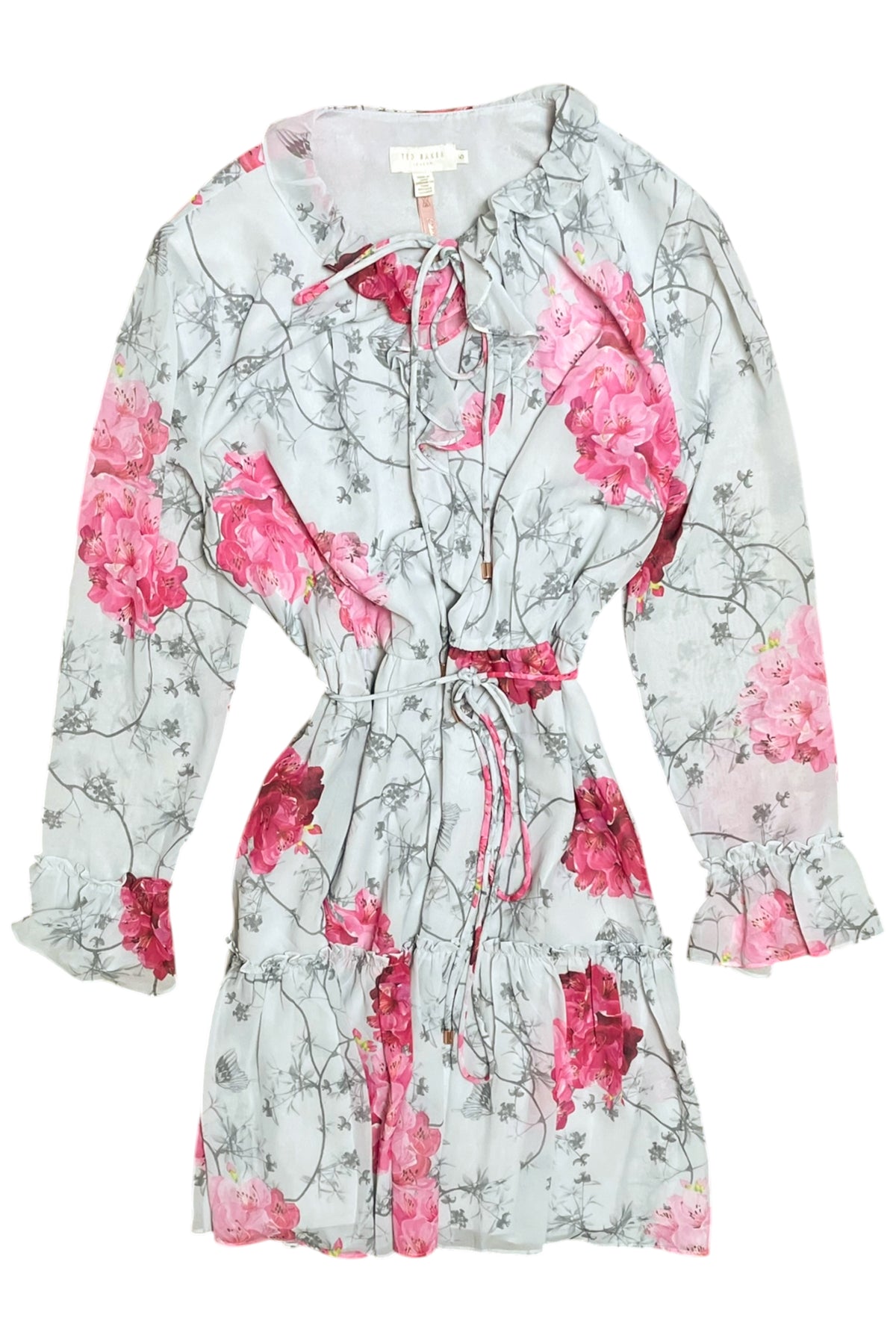 Floral Ruffle-Hem Mini Dress