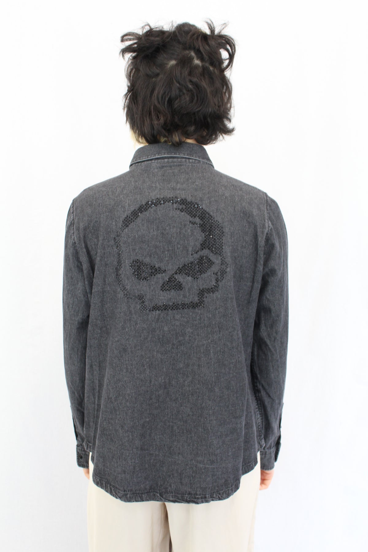 Harley Davidson Motor Cycles - Rhinestone Skull Long Sleeve