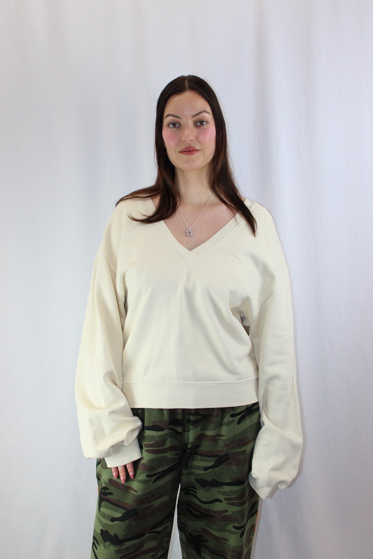 Agolde - V-Neck Balloon Sleeve Sweatshirt