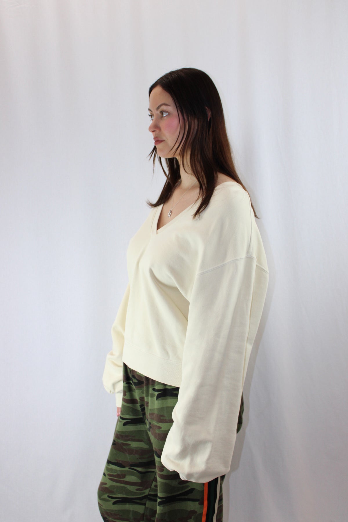 Agolde - V-Neck Balloon Sleeve Sweatshirt