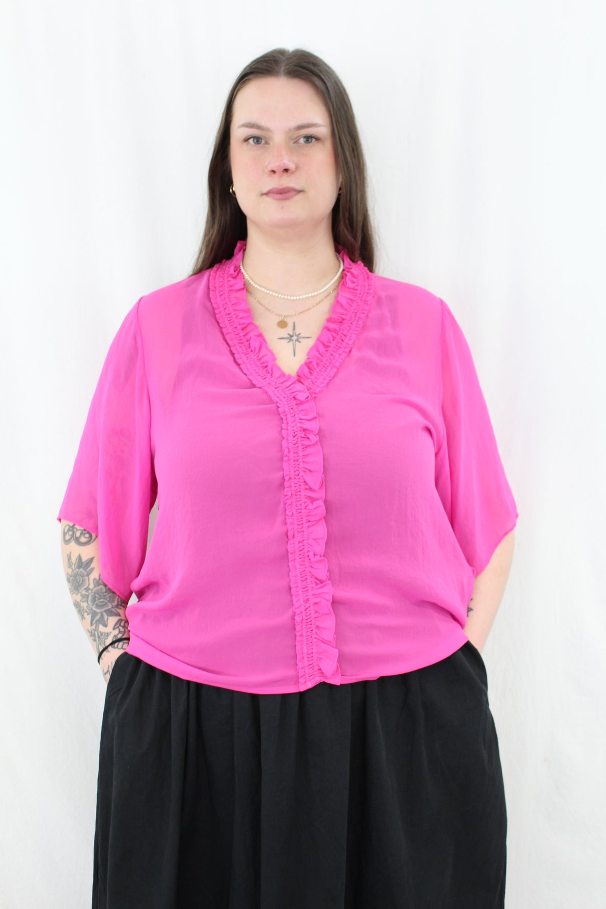 Faithfully - Sheer Short Sleeved Top