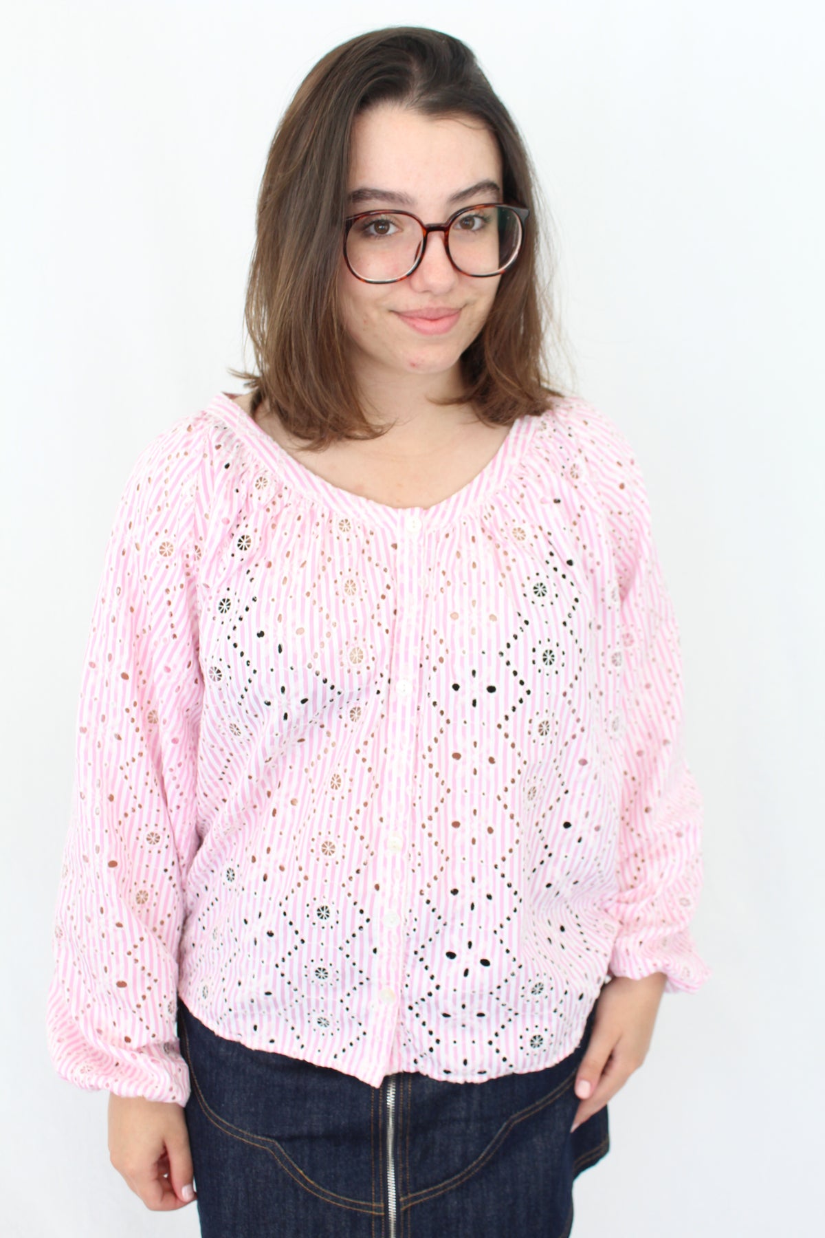 Charlo - Striped Broderie Long Sleeve