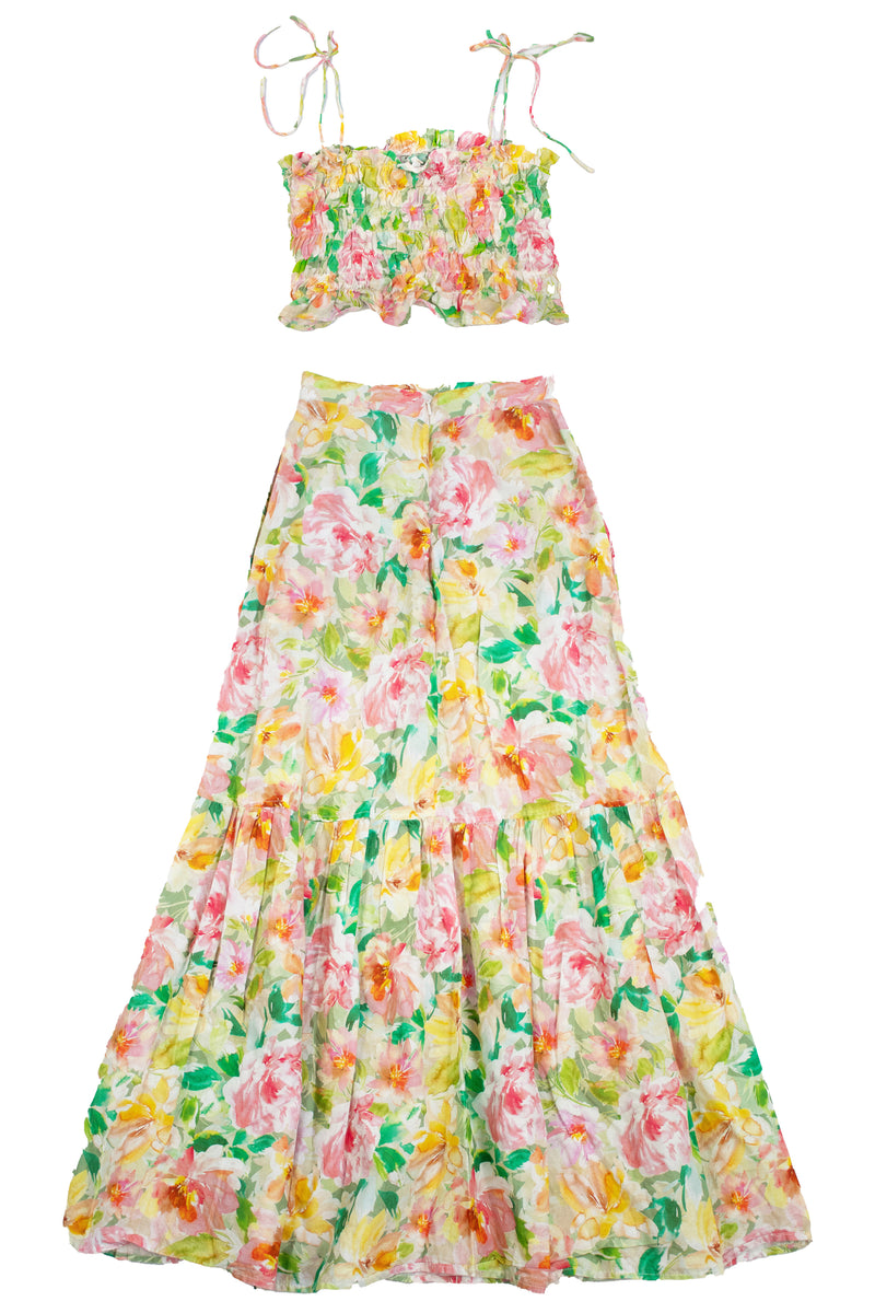 Ruby - Floral Maxi Skirt/Sleeveless Top Set