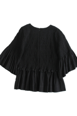 Blak Luxe - Shirred Ruffle Blouse