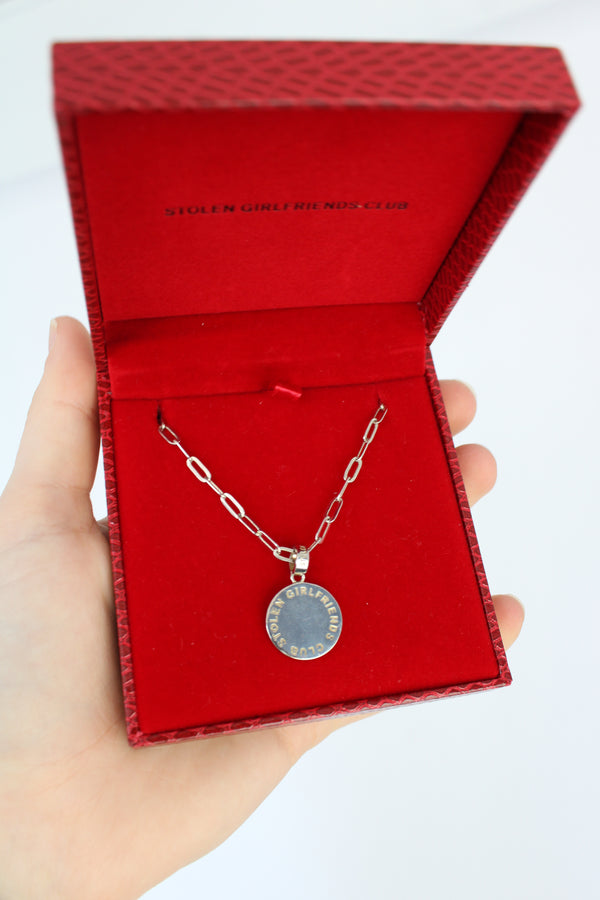 Silver Necklace with Round Pendant