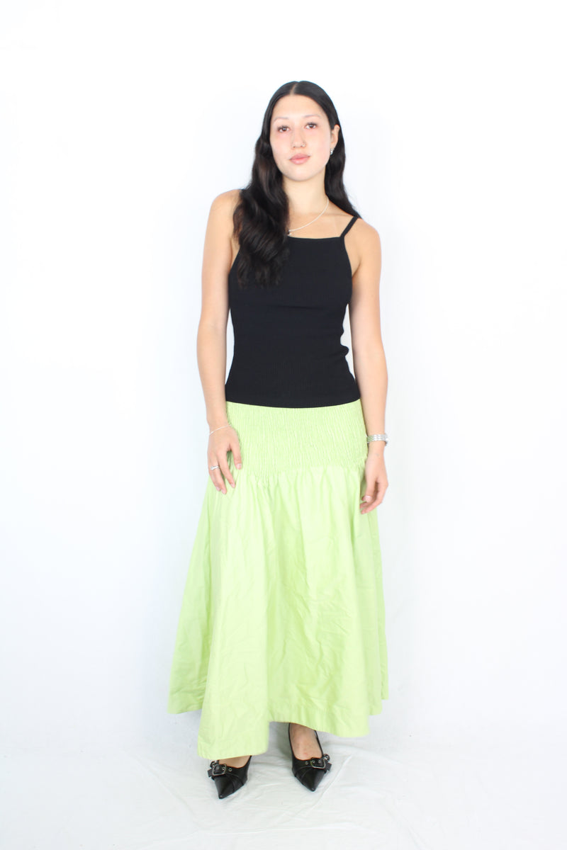 Aureta - Shirred Green Skirt