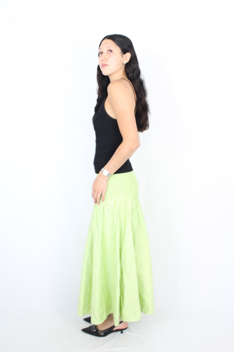 Aureta - Shirred Green Skirt