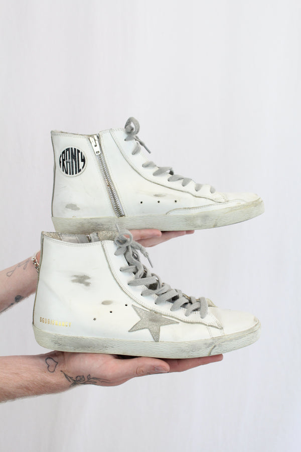 Golden Goose - 'Francy' Hi Top Scuffed Sneakers