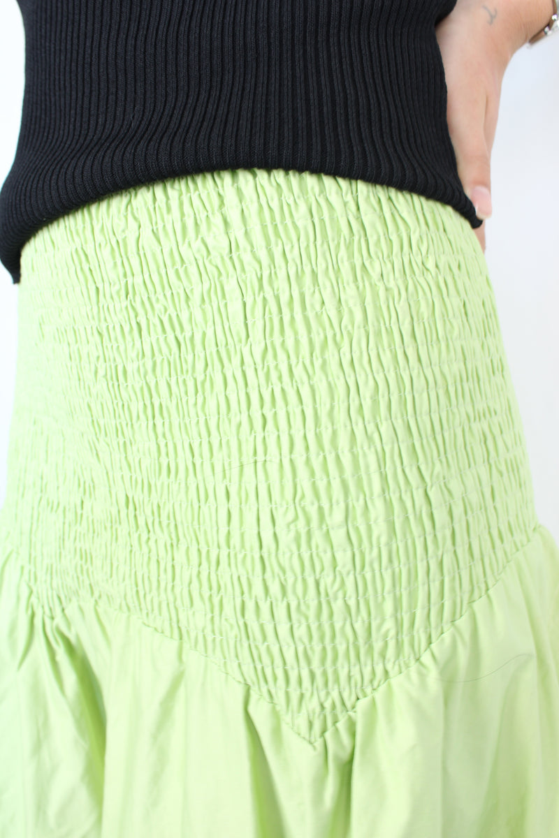 Aureta - Shirred Green Skirt