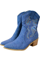 C - Denim Look Cowboy Boots