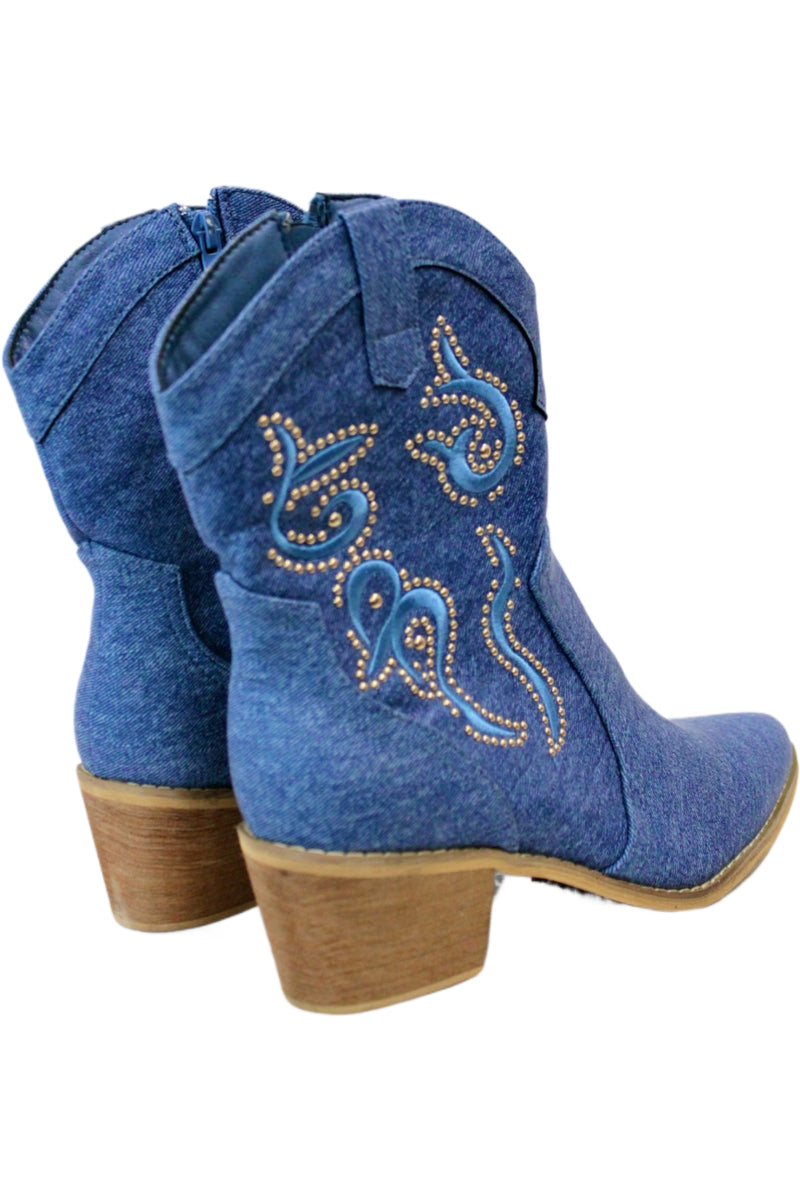 C - Denim Look Cowboy Boots