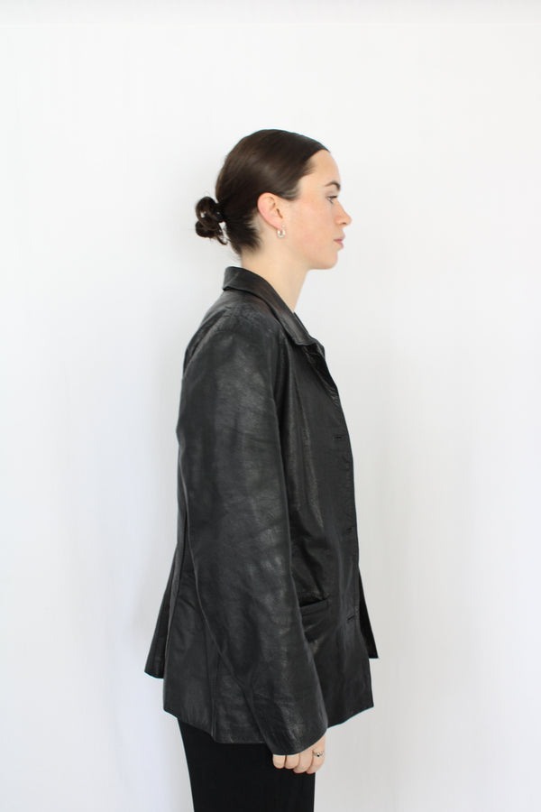 Button Up Leather Jacket