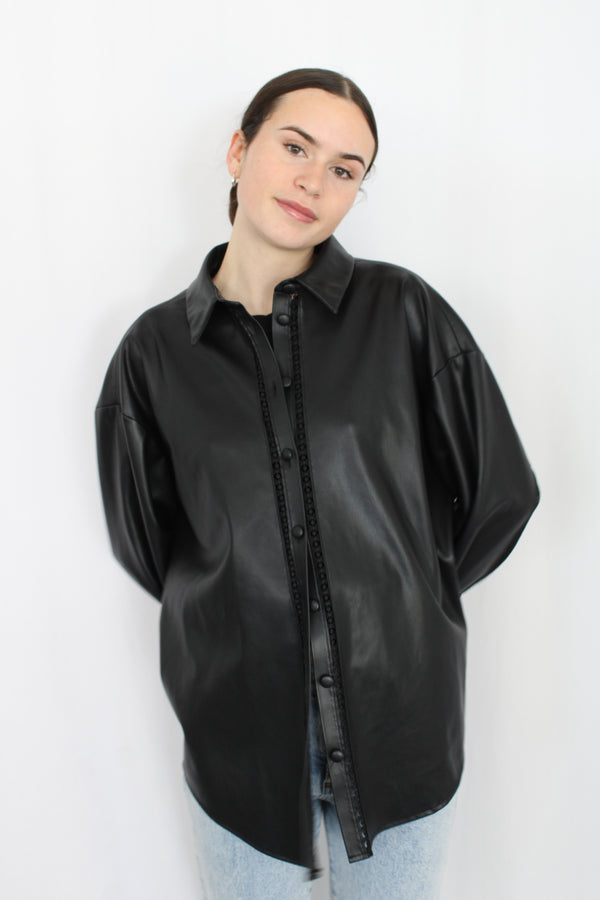 Pleather Button-up Shirt