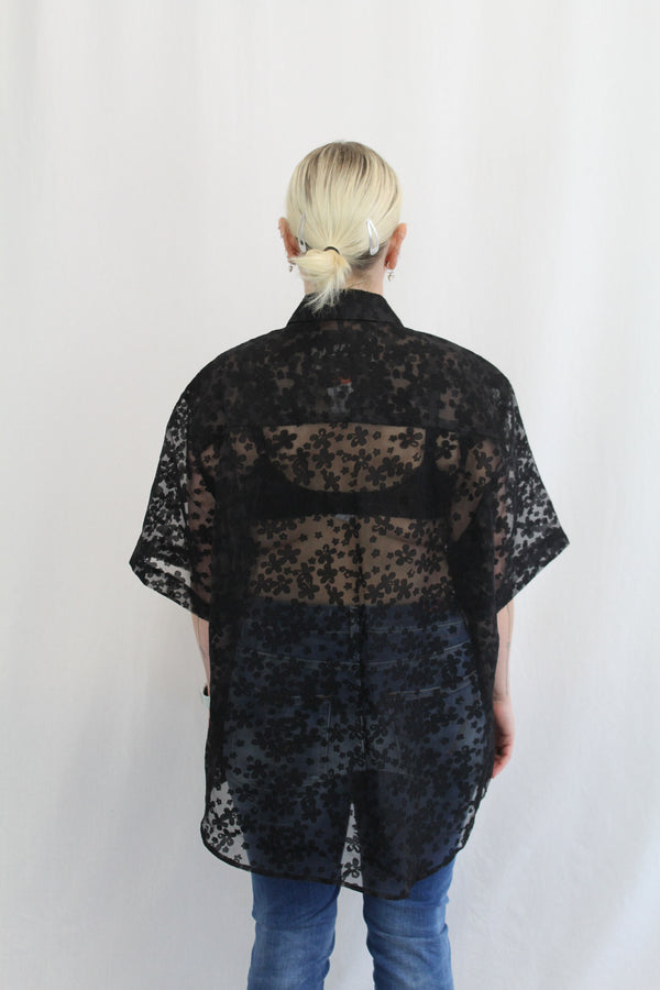 Blanca - Flower Sheer Oversized Shirt