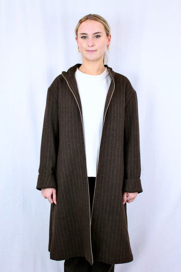 WORLD - Pin Stripe Wool Blend Coat